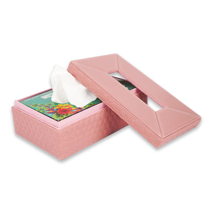 Pink Mirror / Leather Hide Tissue Holder-TH-3463