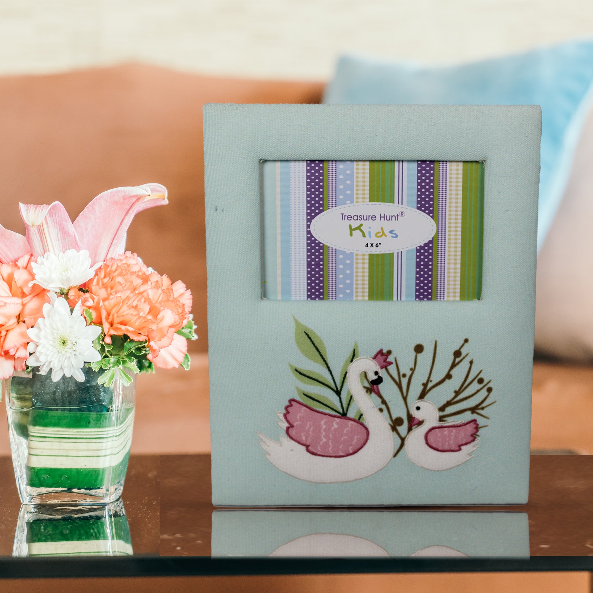 Embroidered Swan Photo Frame for Kids