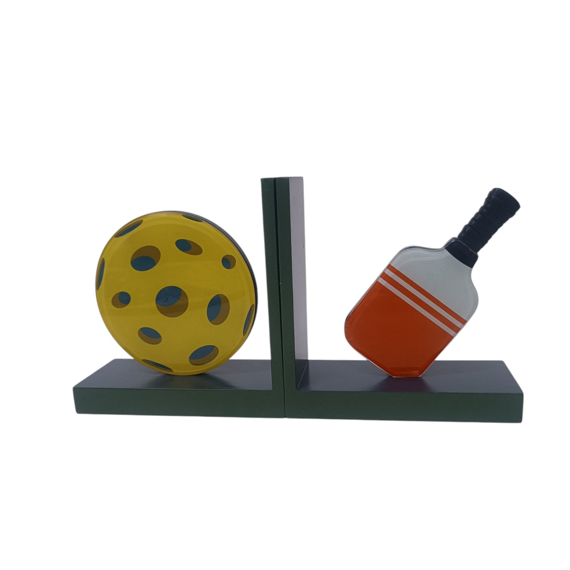 Premium Glass Bookends with Pickle Ball Design