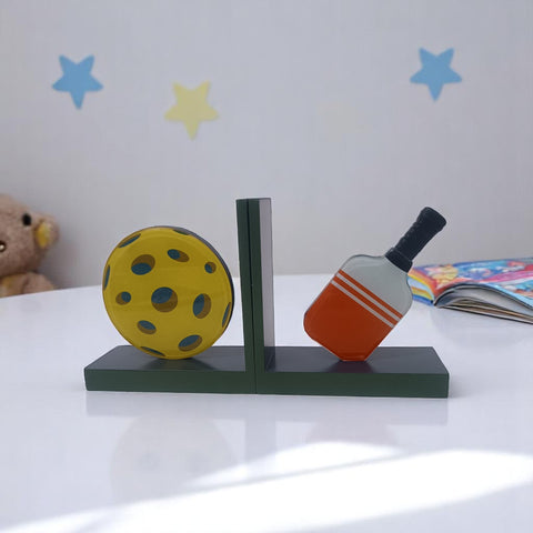 Premium Glass Bookends with Pickle Ball Design