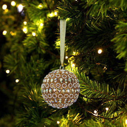 Set of 6 Jewelled with Lac work for Christmas Decorative Balls