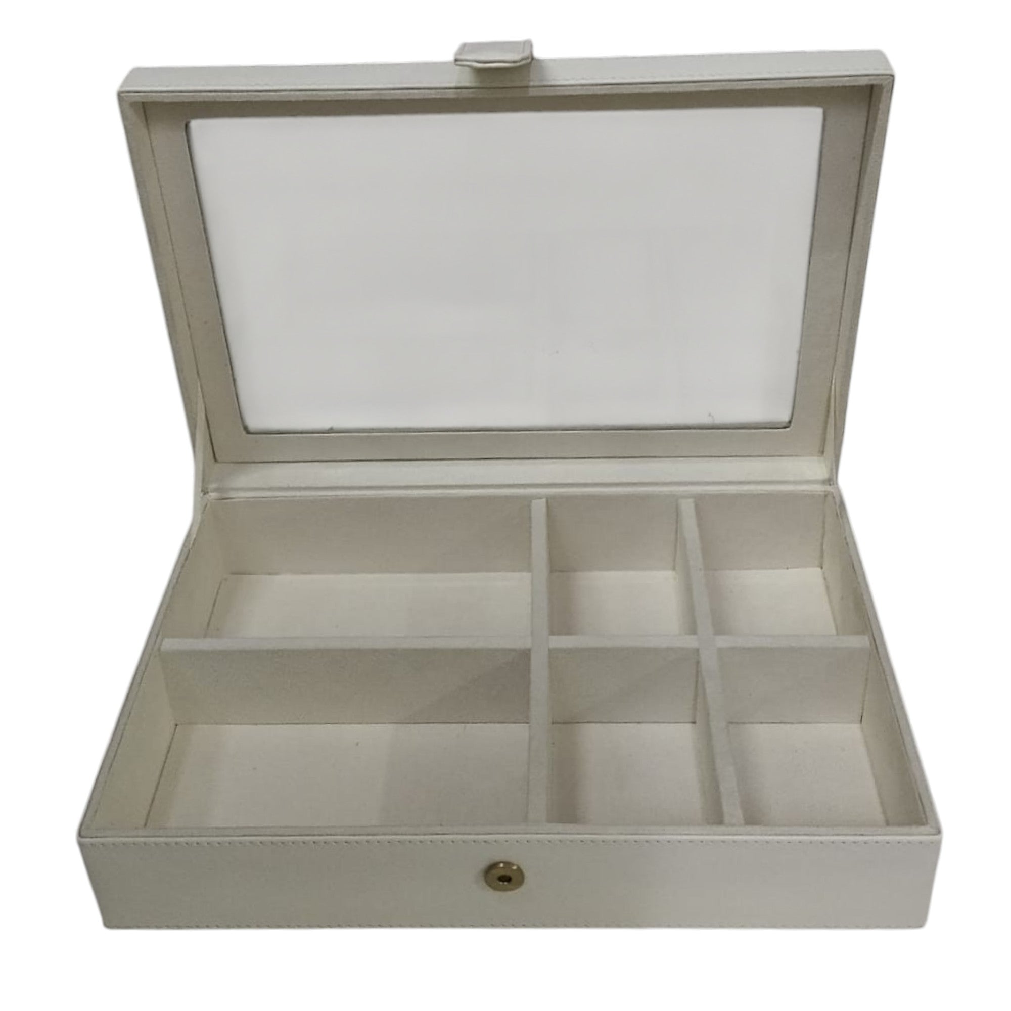  High-Quality Ivory PU Watch and Glasses Organizer Box 