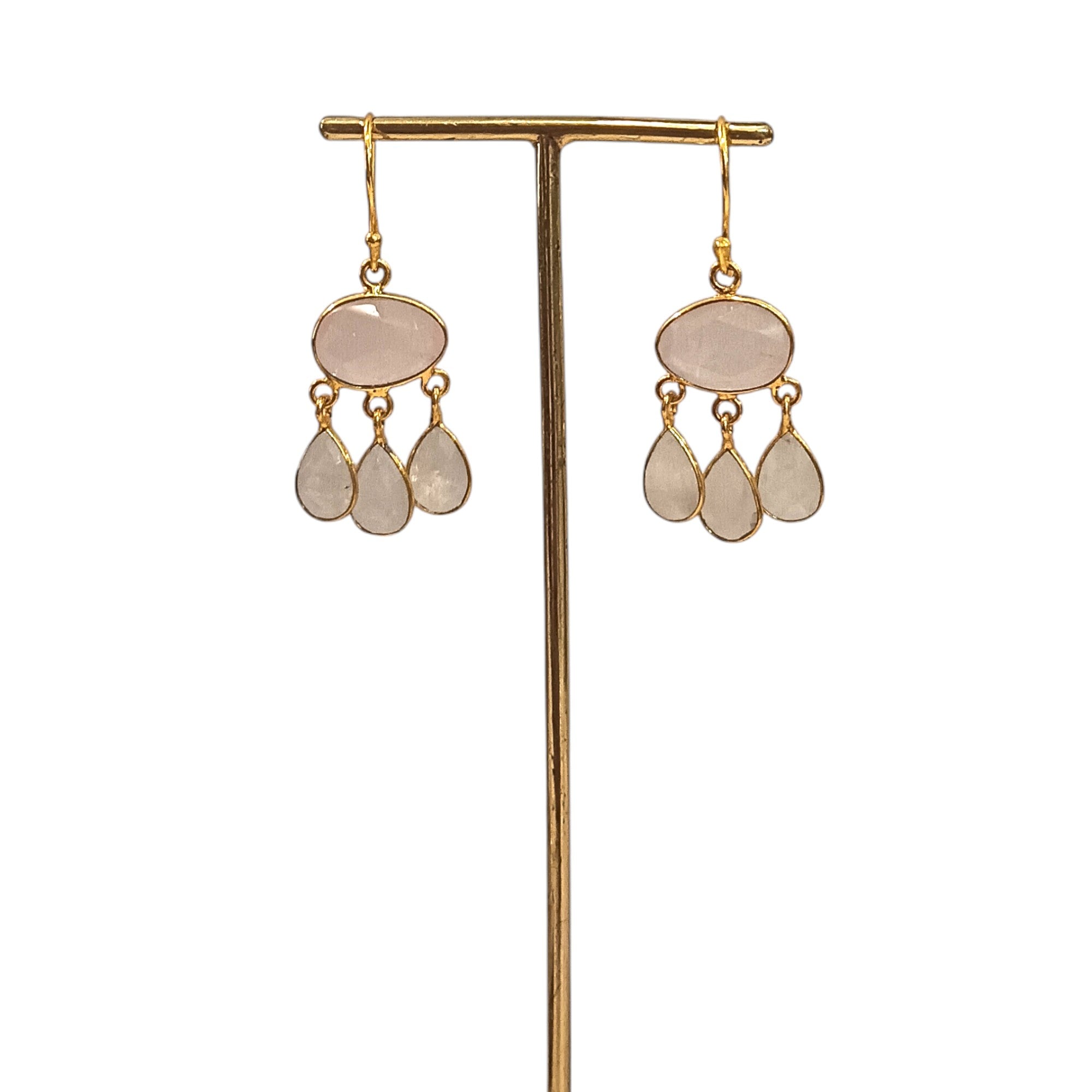  Fish Hook Earring With 3 Tear Drop Shaped Austrian Crystals 