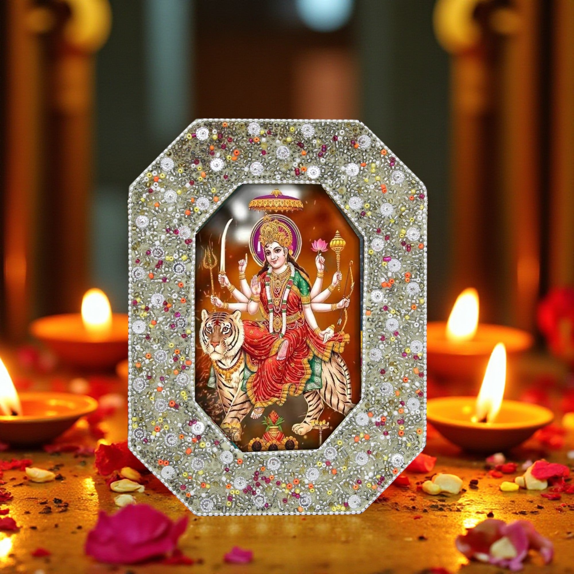 Sherawali Mata Tabletop Photo Frame for Blessings