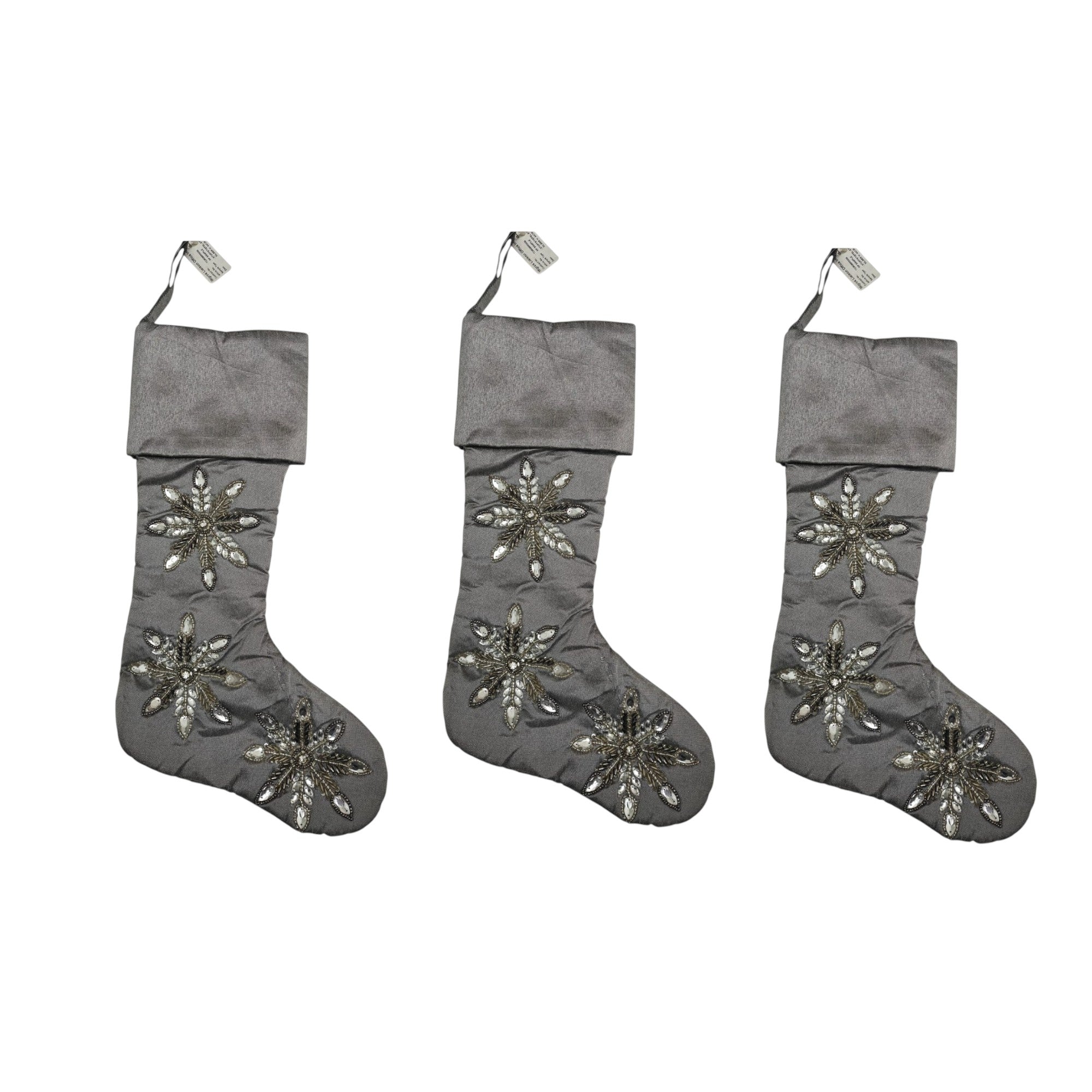  Set of 3 Grey Stocking for Christmas Tree Decoration 