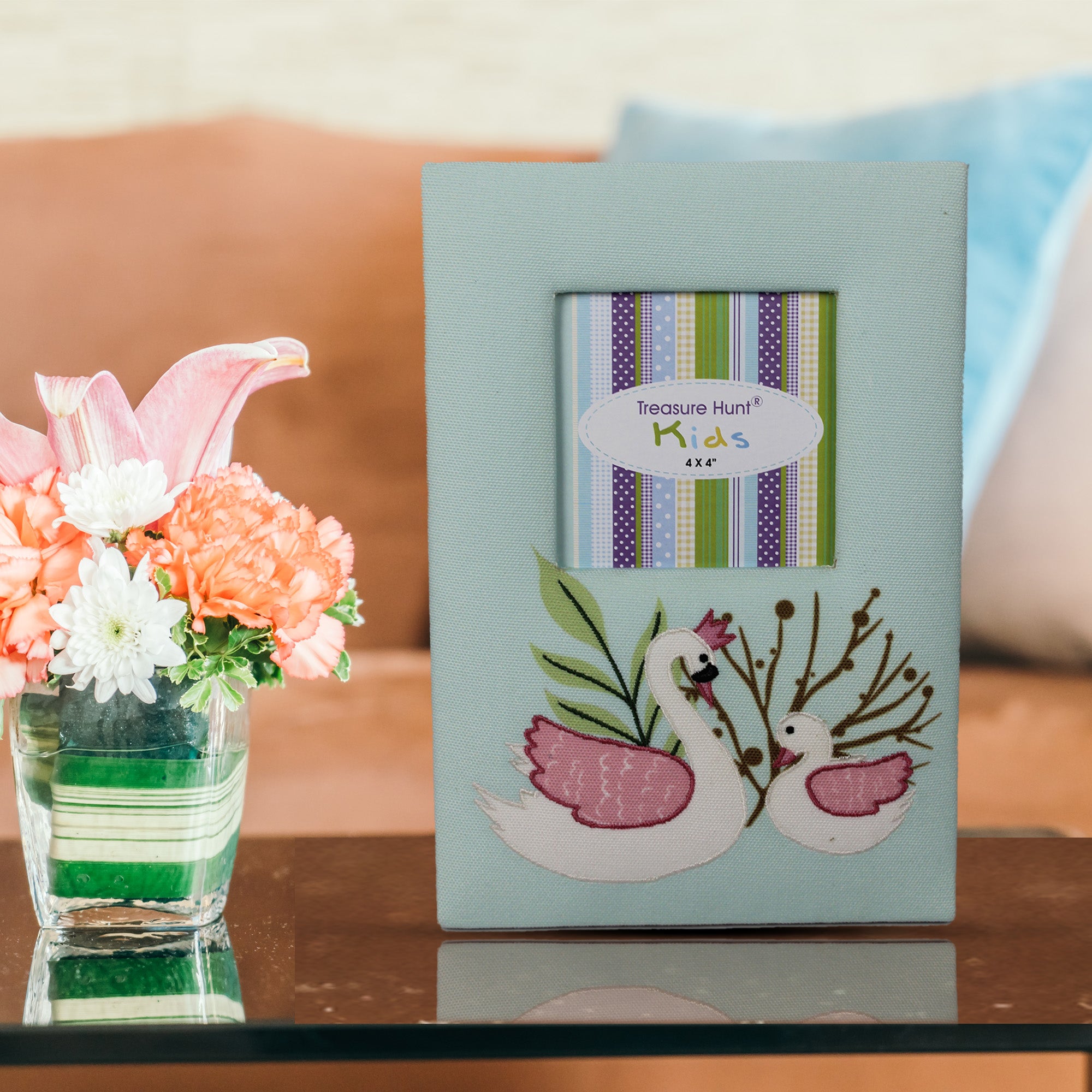 Embroidered Swan Picture Frame for Kids