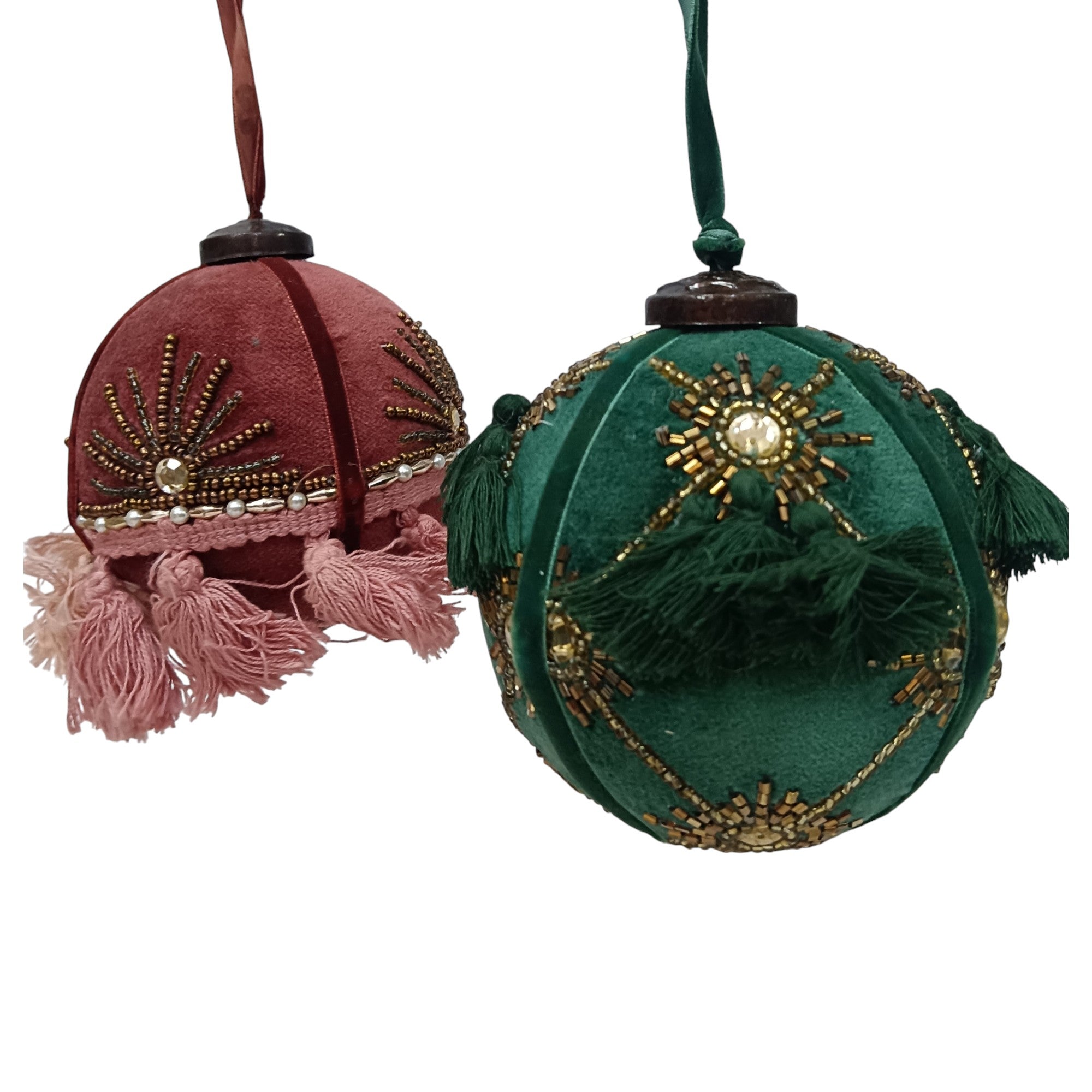 Set of 2 Embellished Balls Christmas Hangings