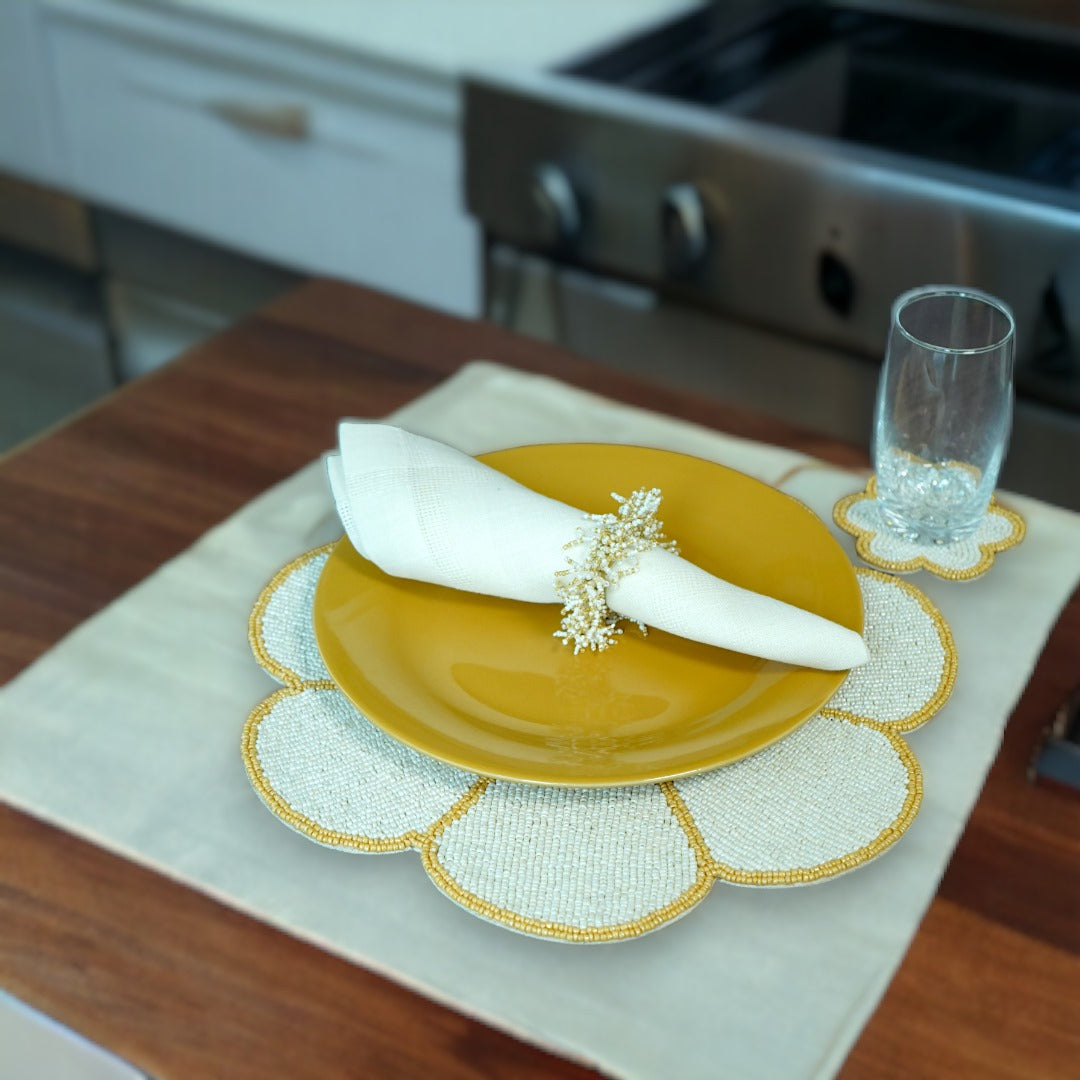 Bead Embroidered Placemats Set of Two