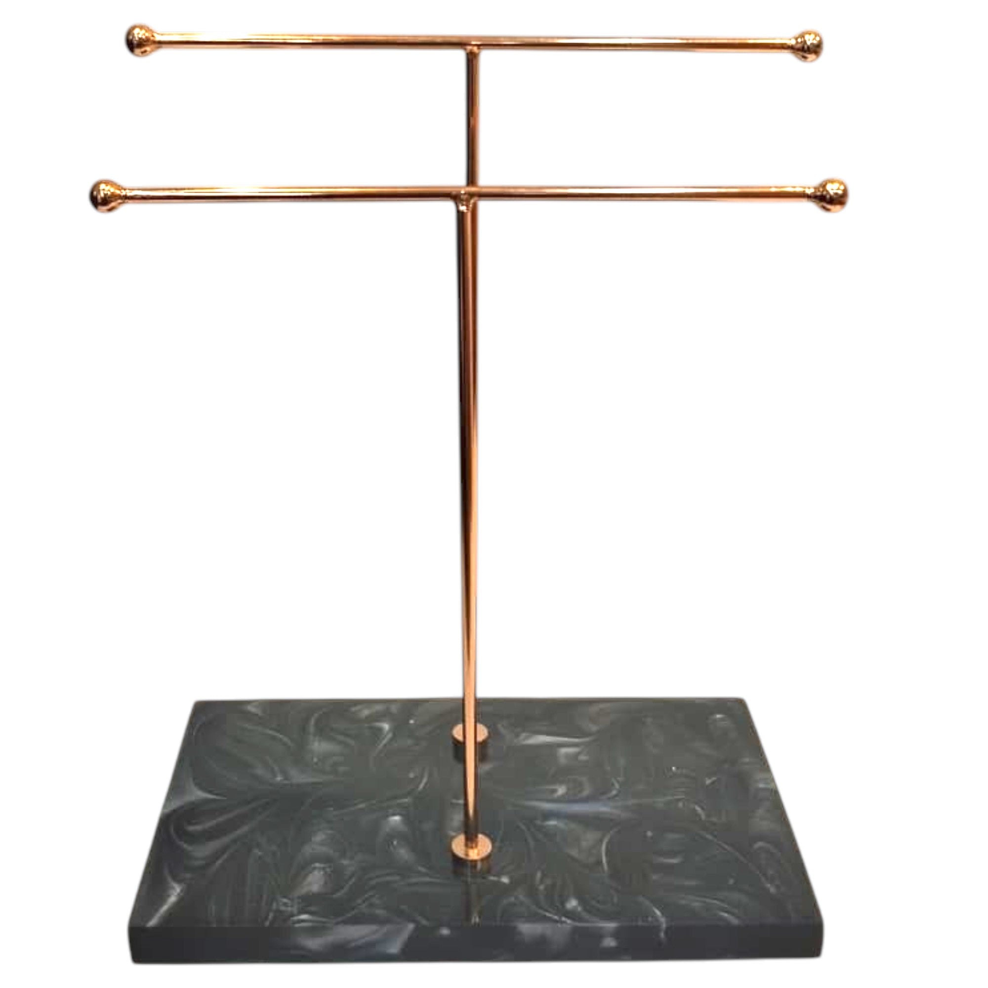 Elegant Premium Luxury Double Towel Stand with Rose Gold finish & White Base