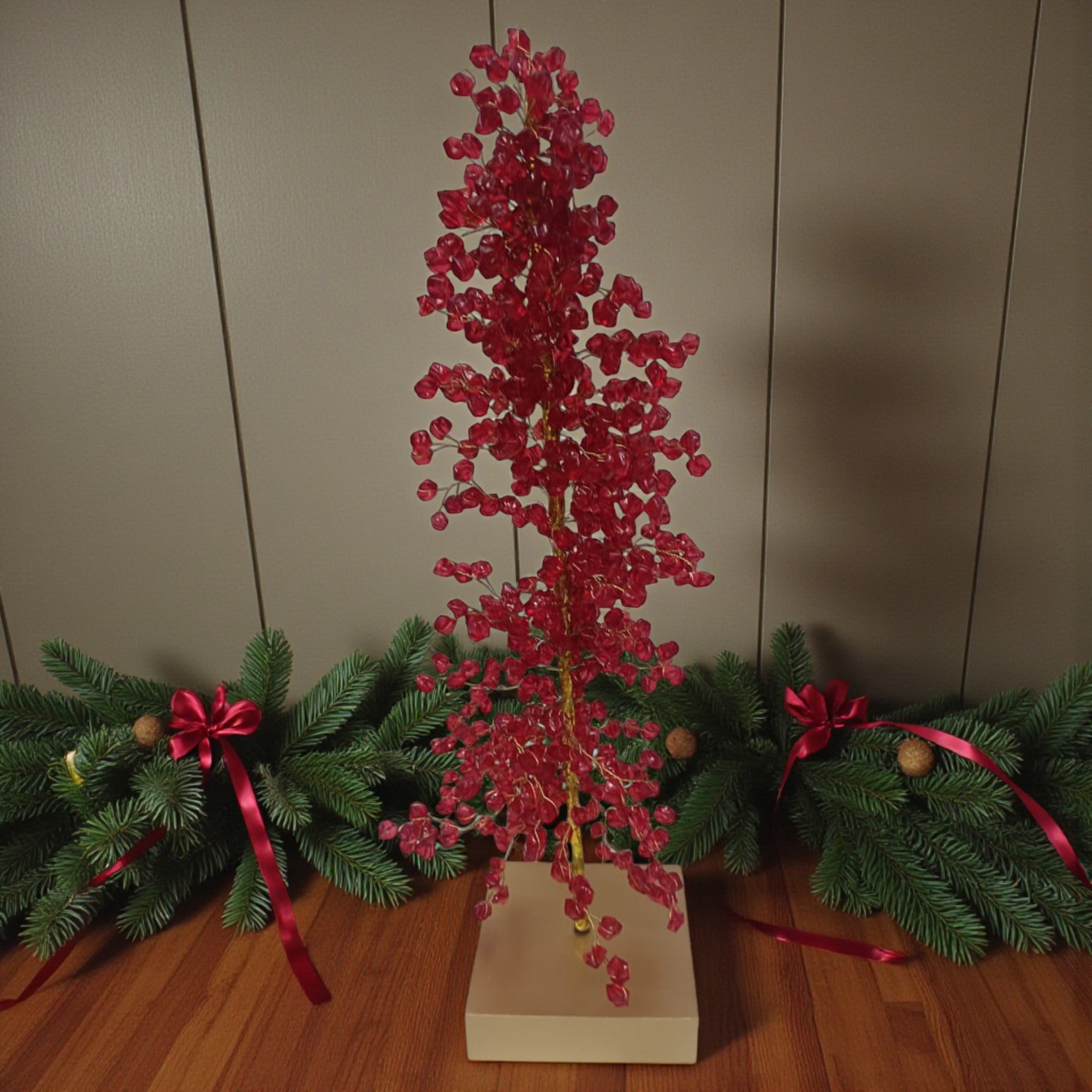 Red Colored Tree Table Top