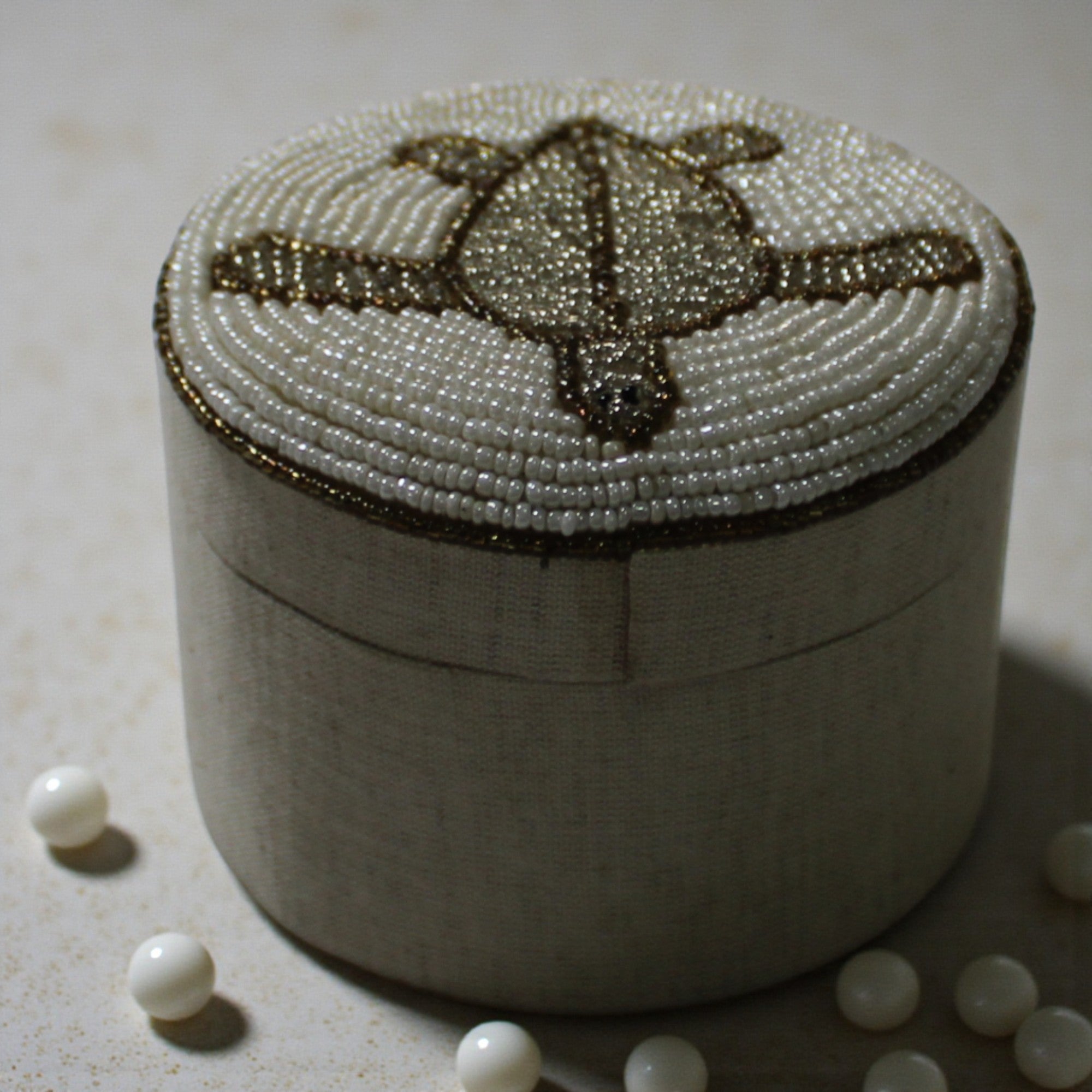  Round Beaded Sea Turtle Trinket Box 