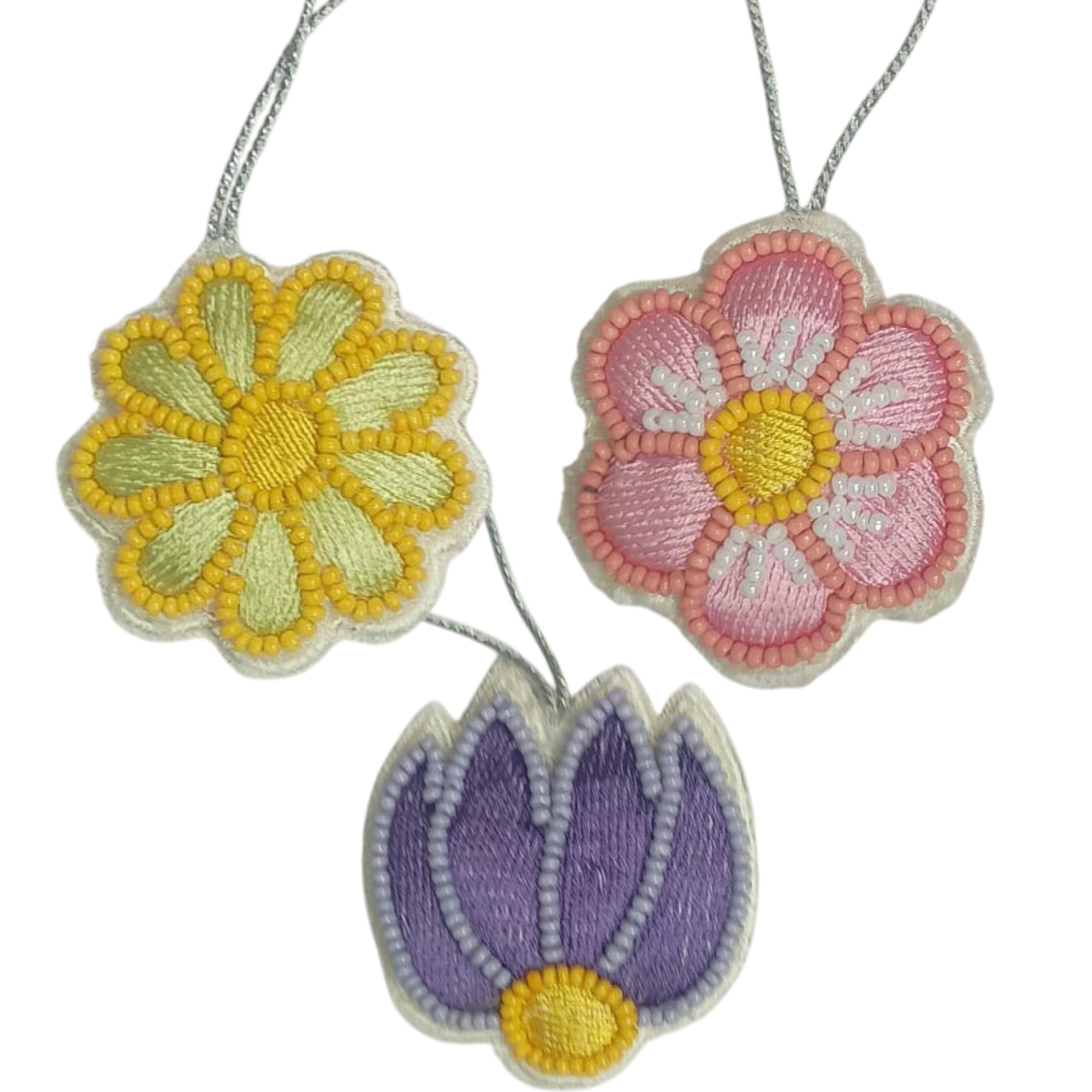  Set of 3  Beaded Christmas Decorative Ornaments 