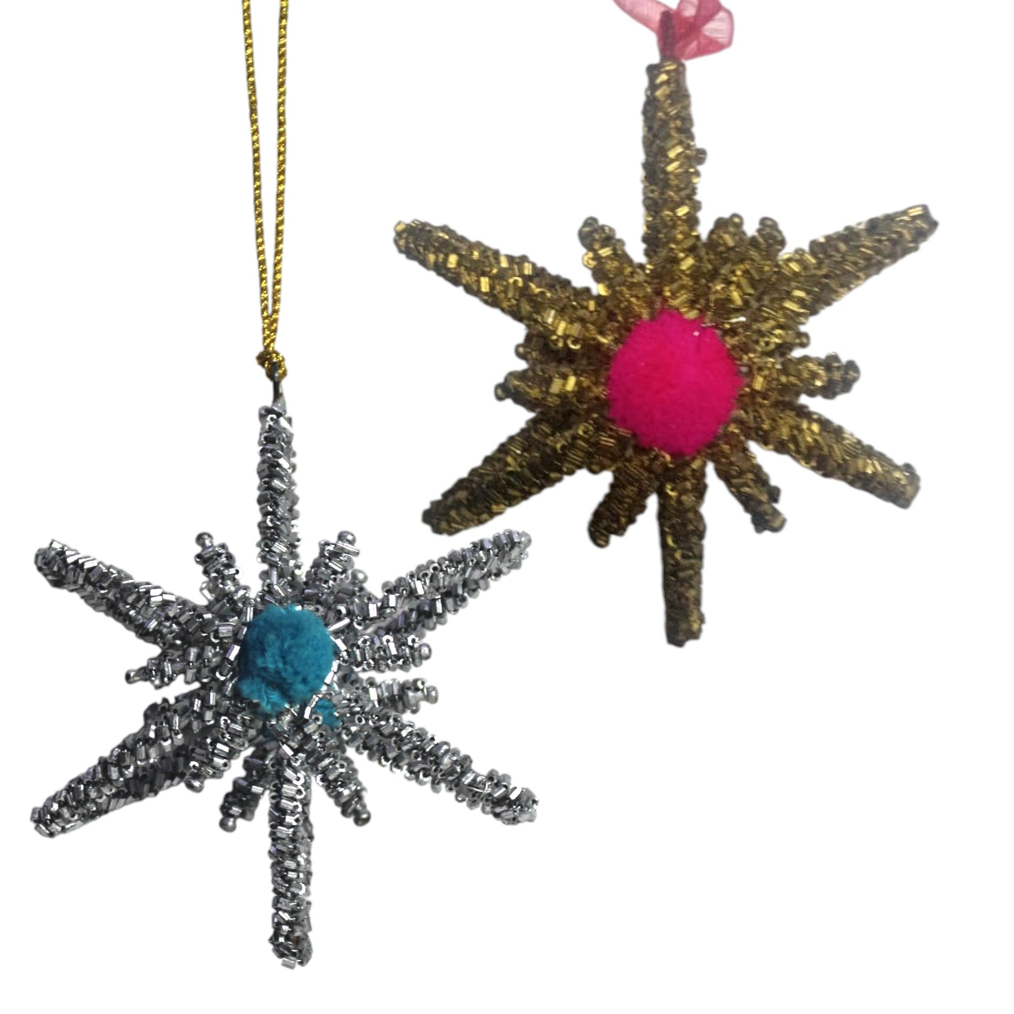  Set of 2 Glitter Star Shaped for Christmas Decoration 