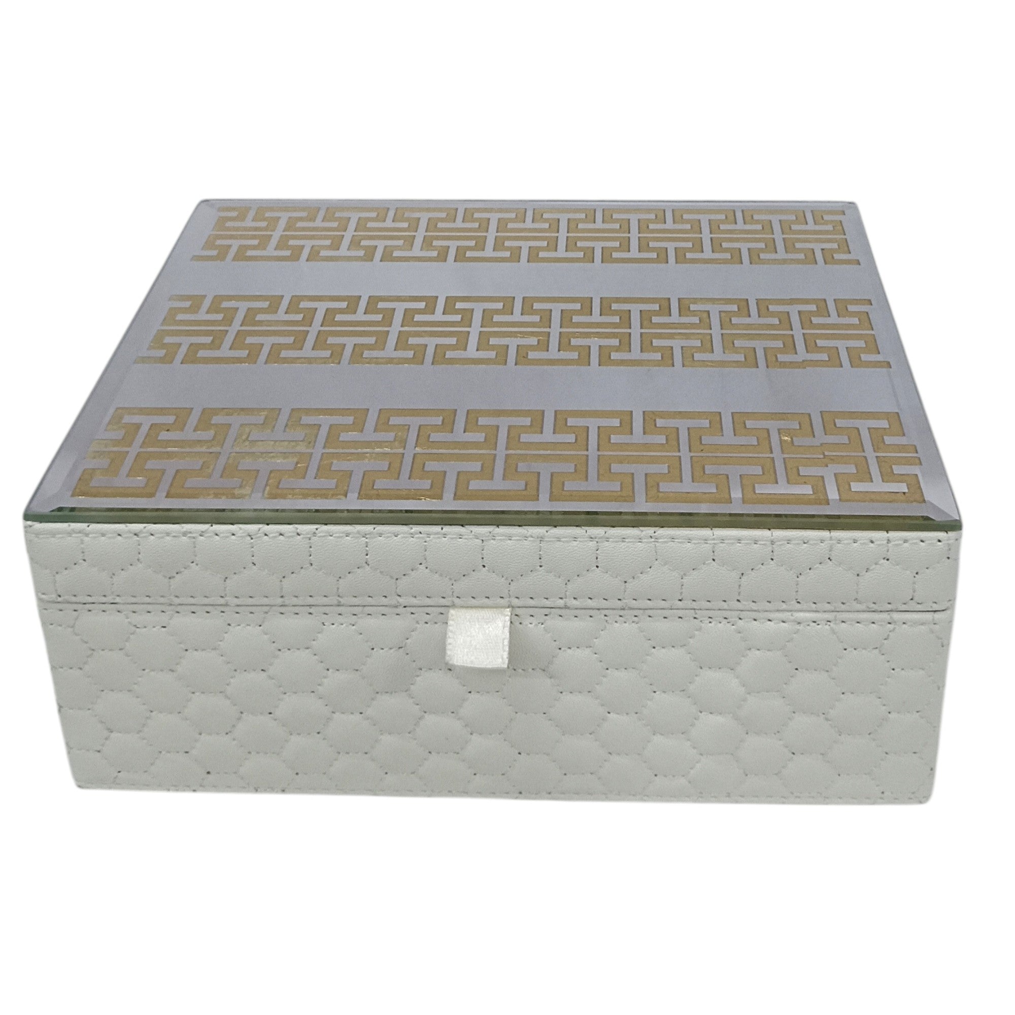 Designer Ivory High Quality PU & Gold Greek Jewelry Box