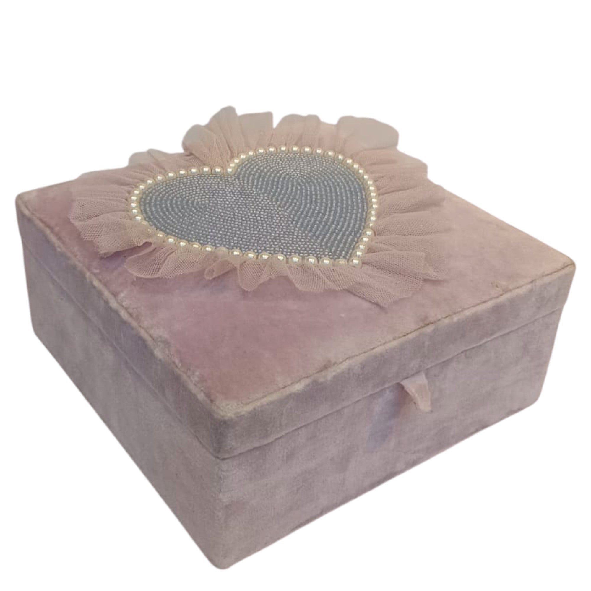  Shabby Chic Heart-Embellished Velvet Jewelry Organizer 