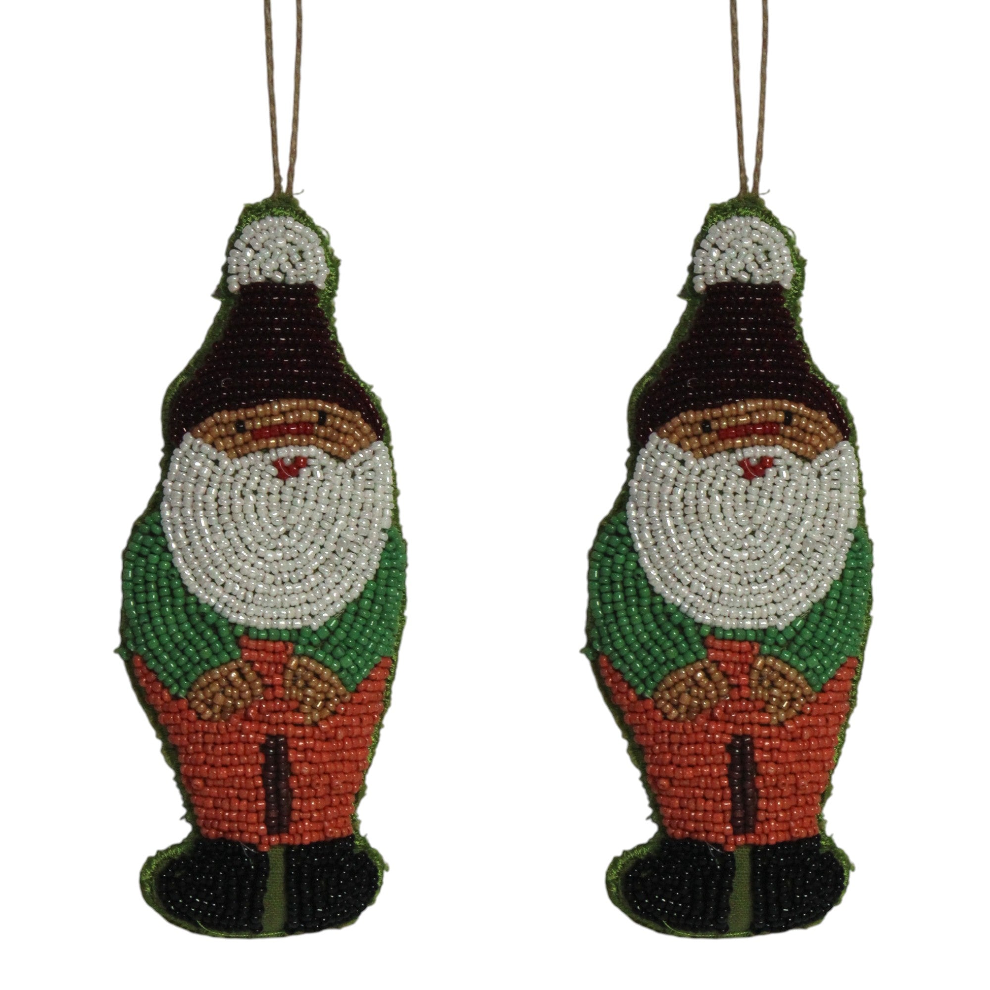 Set of 2 Embroided Santa Christmas Ornament Tree Hanging 
