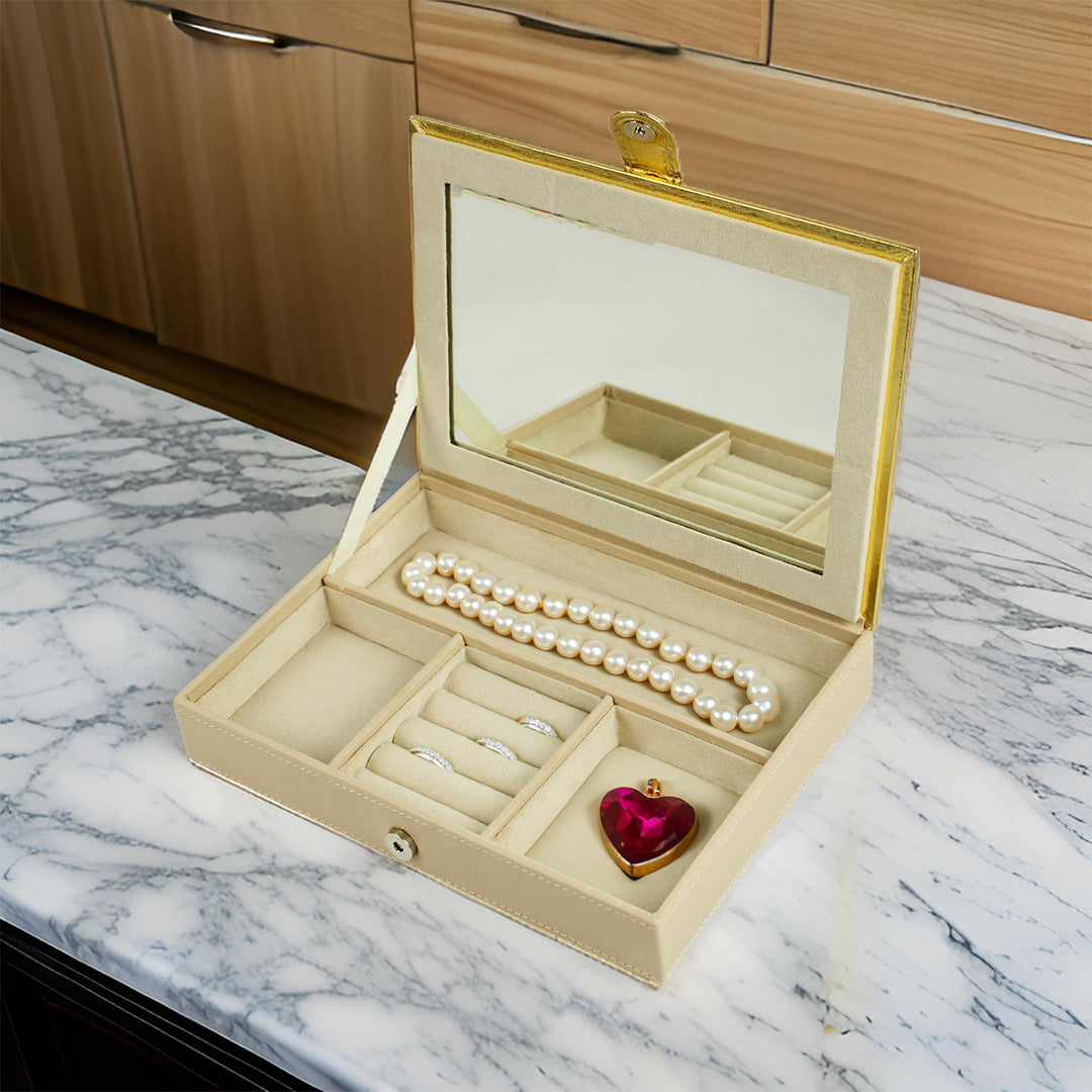 Rose Design Jewellery Box With Mirror