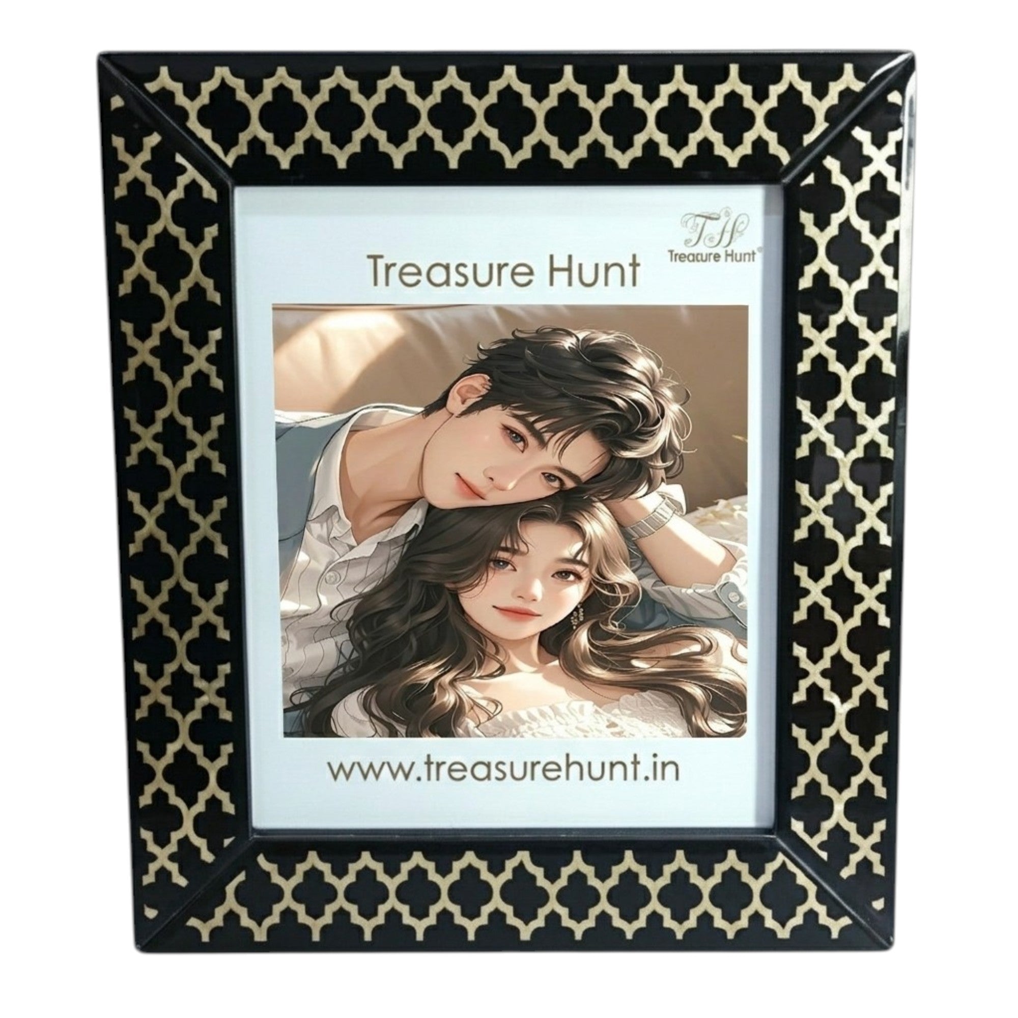 Black & Gold Moroccan Lattice Photo Frame