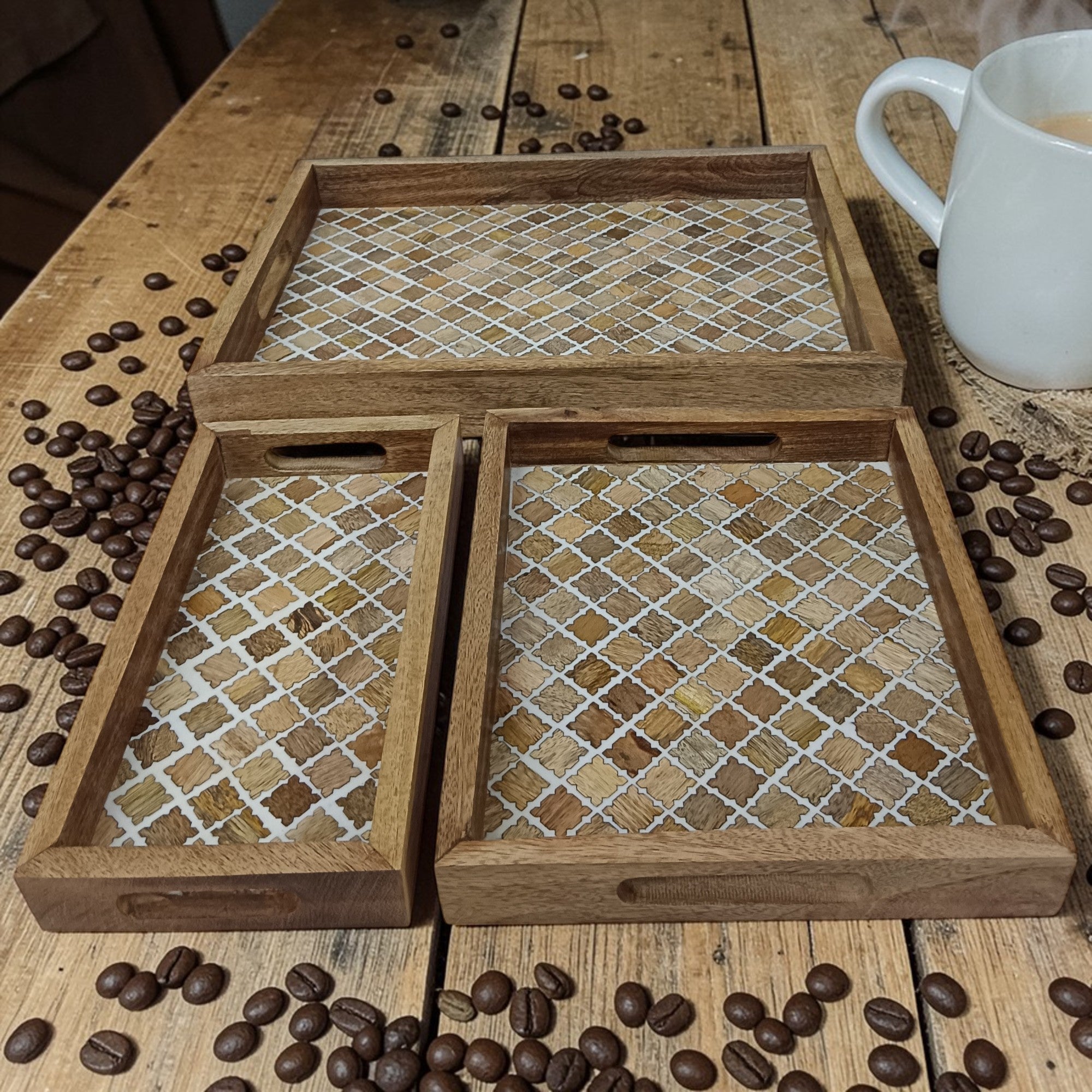 Set of 3 Designer Wooden Tray