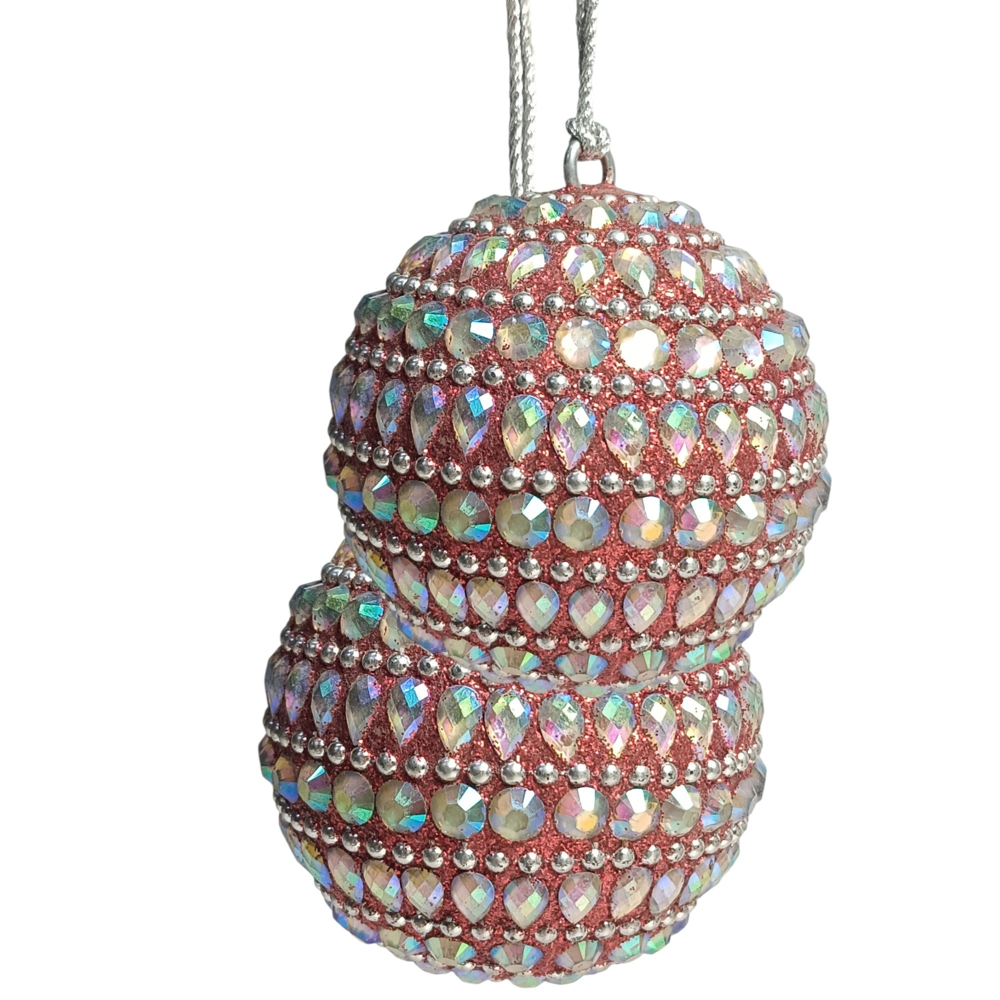  Set of 2 Beaded  Balls Christmas Hangings 