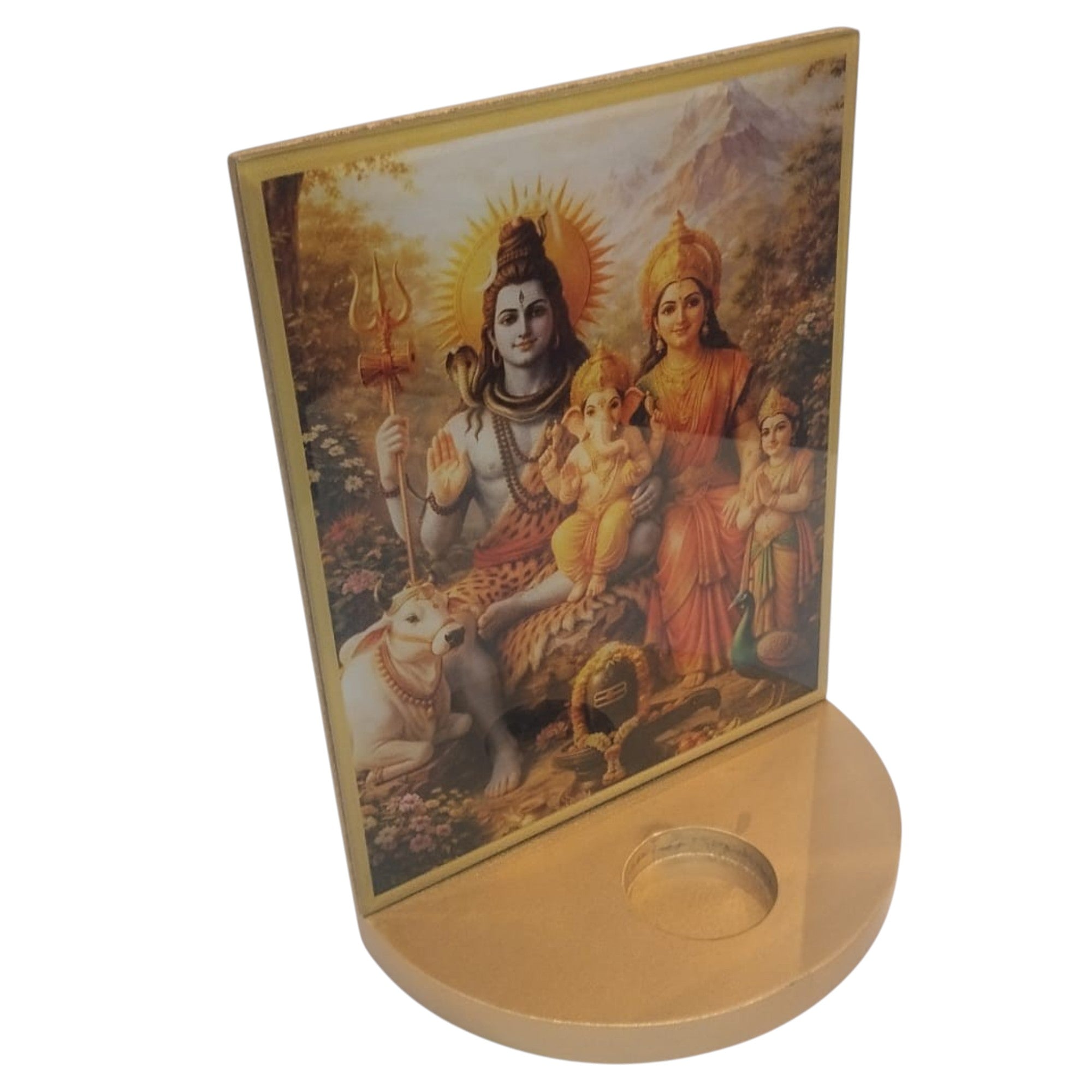 Shiv Parivar Photo Frame with Tealight Holder Stand