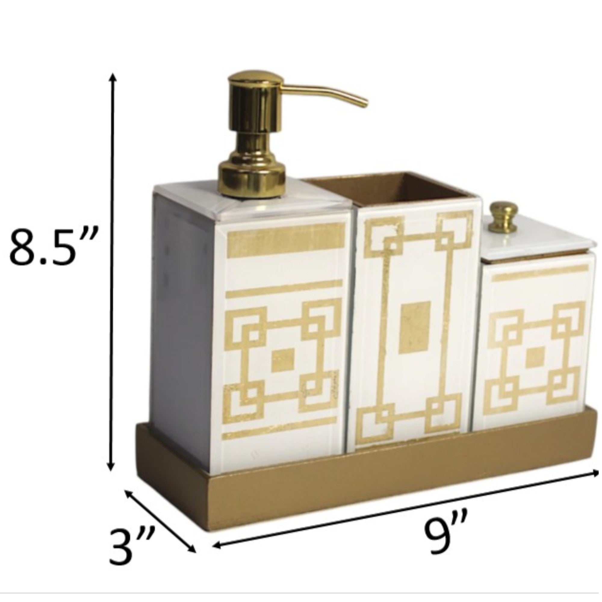 4-Pieces Modern White Golden Bathroom Accessory Set