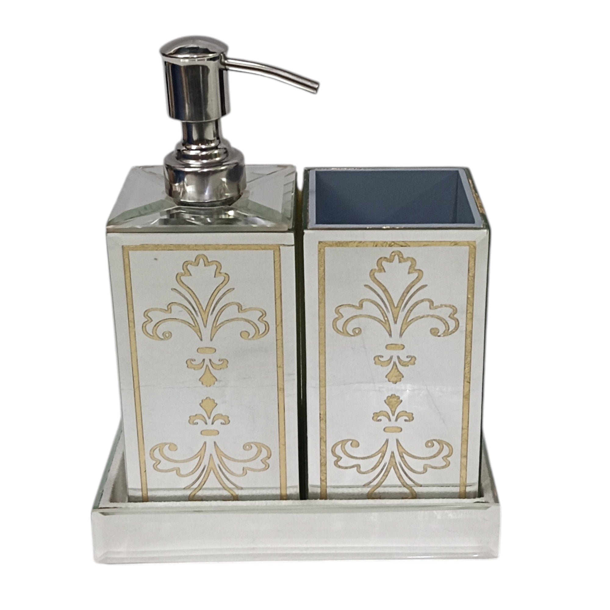  4-Pieces Modern White Golden Bathroom Accessory Set 