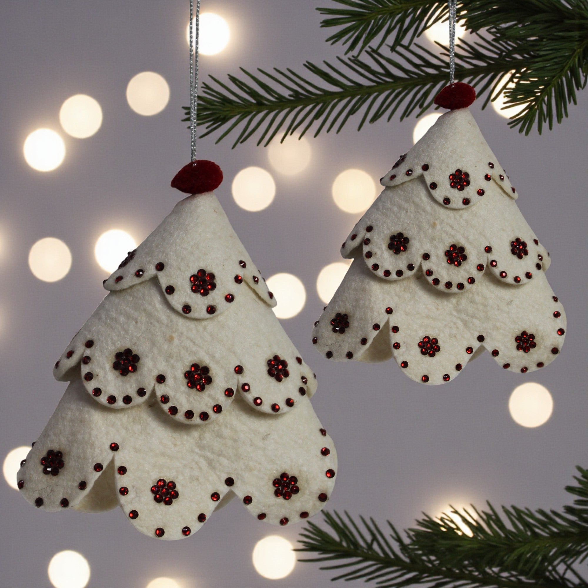  Set of 2 Skirt Shaped Christmas Ornament Tree Hanging 