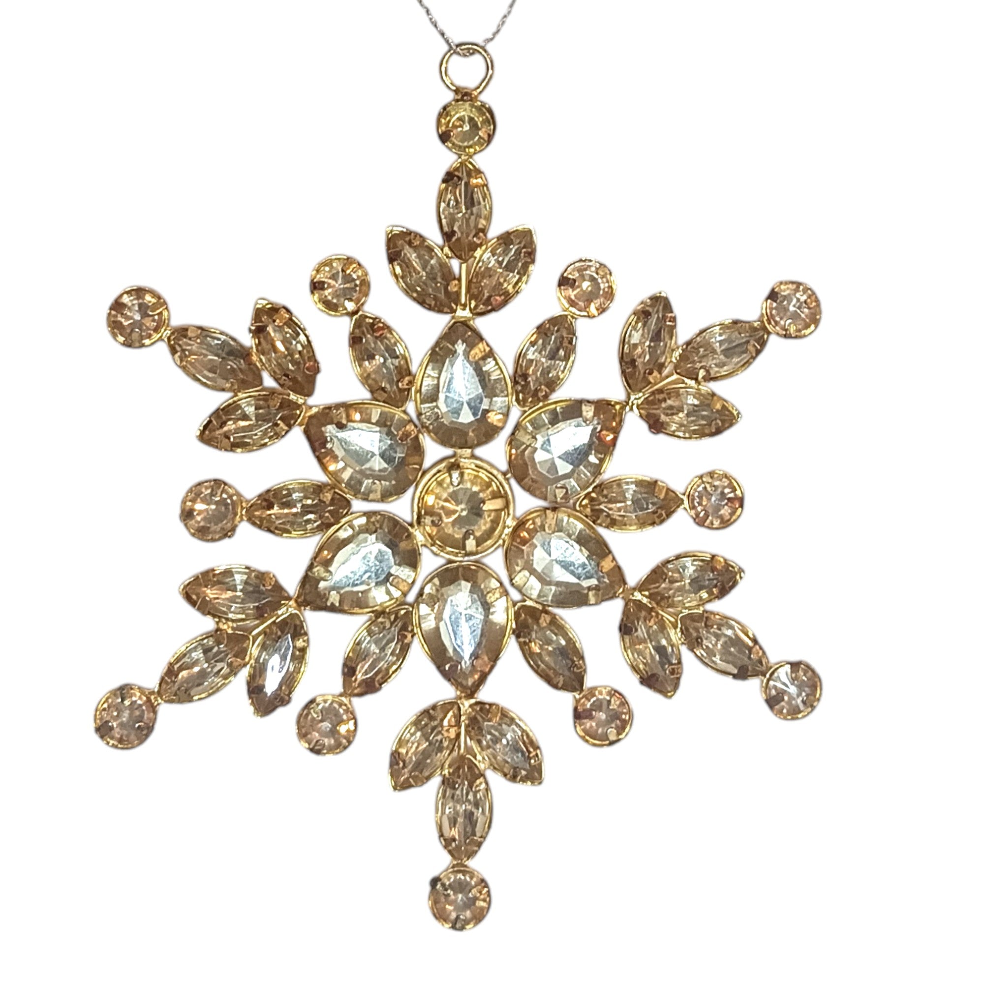 Set of 2 Jewelled Snowflake Hanging Ornaments for Christmas Tree