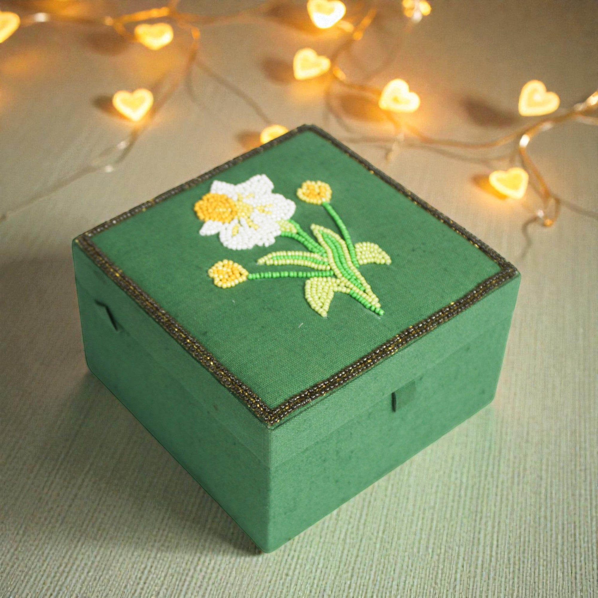 Spring Bloom Beaded Fabric Jewellery Box