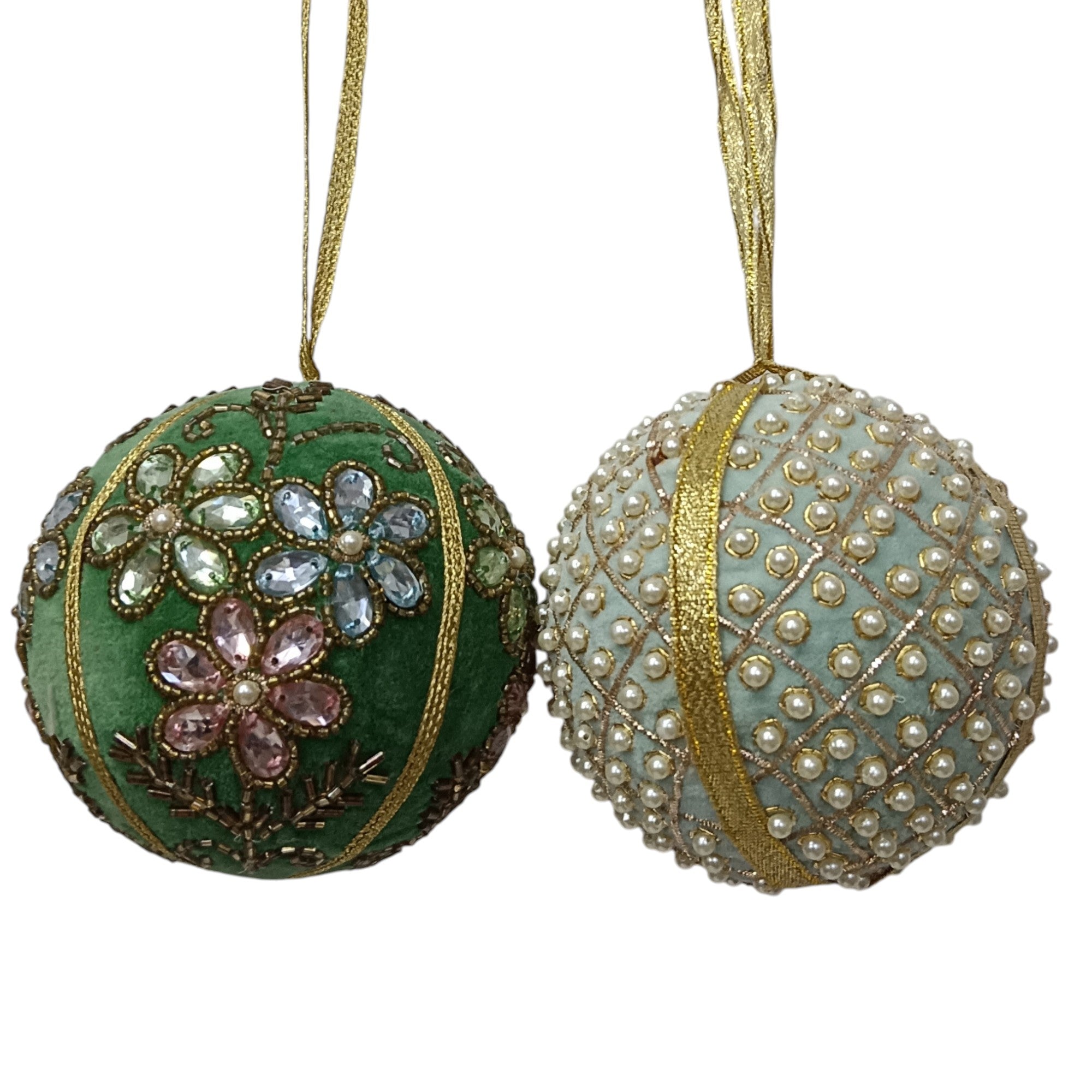Set of 2 Embellished Balls Christmas Hangings