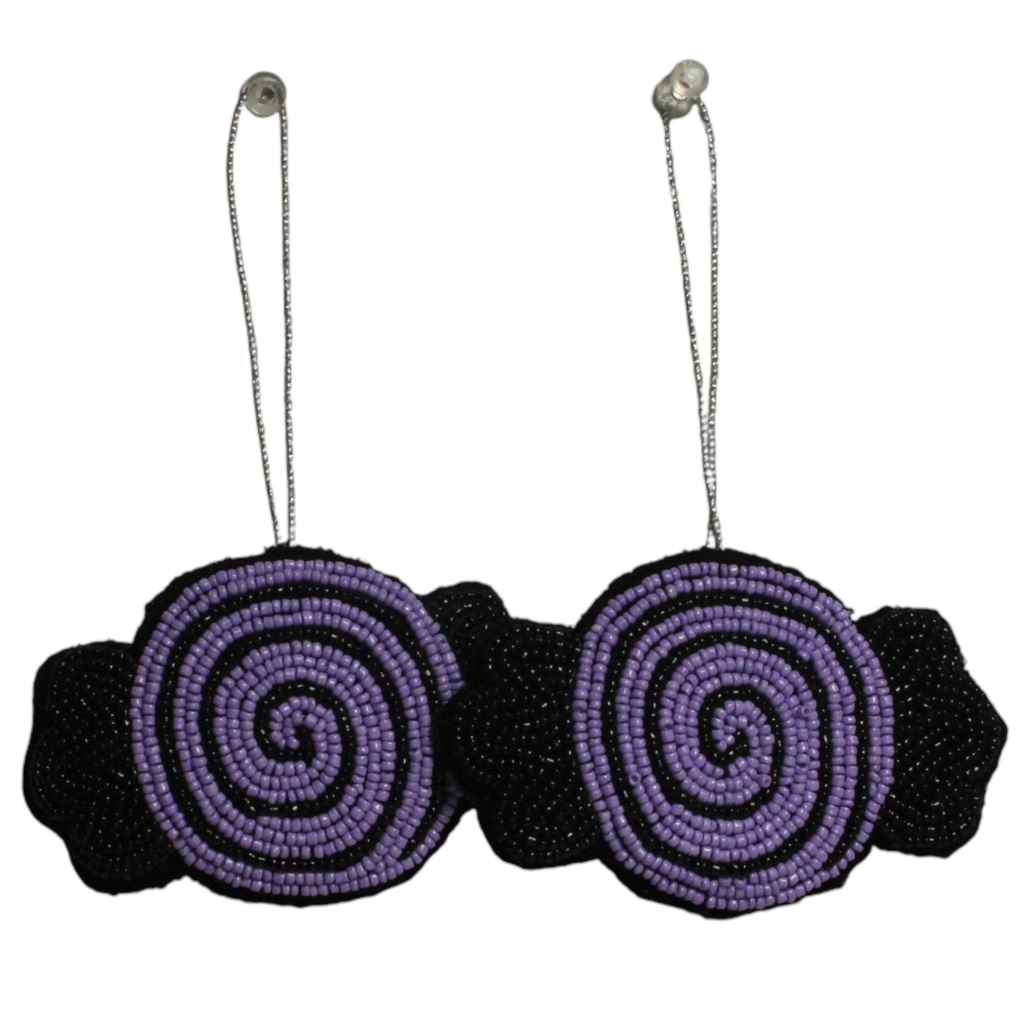 Set of 2 Beaded Toffee Shaped Christmas Ornament