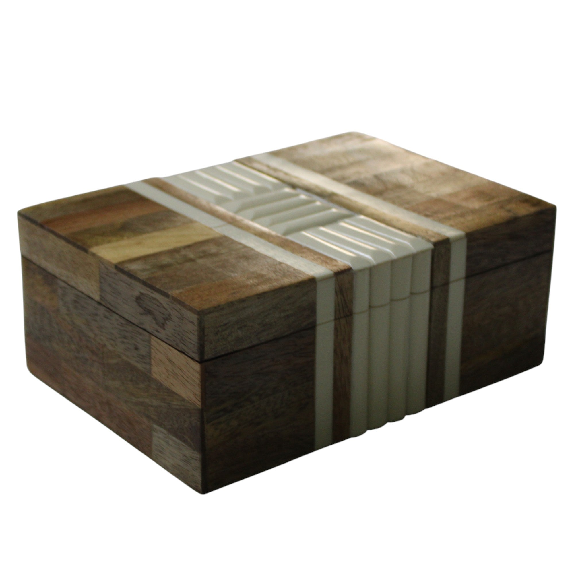  Modern Architectural Wood & Bone Inlay Box 