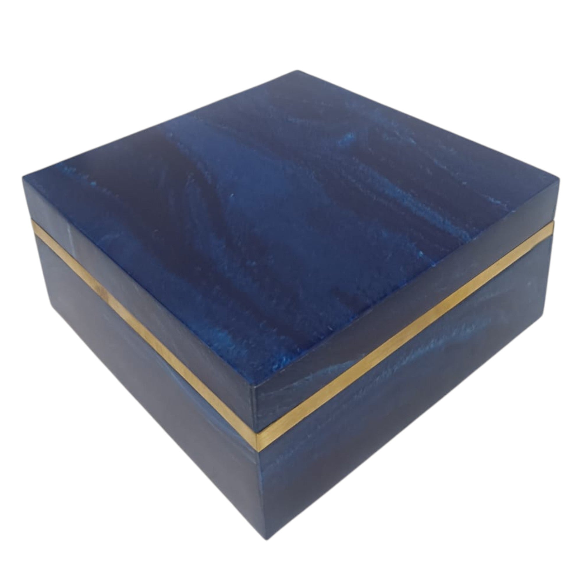 Deep Sea Blue Marbled Jewelry Box