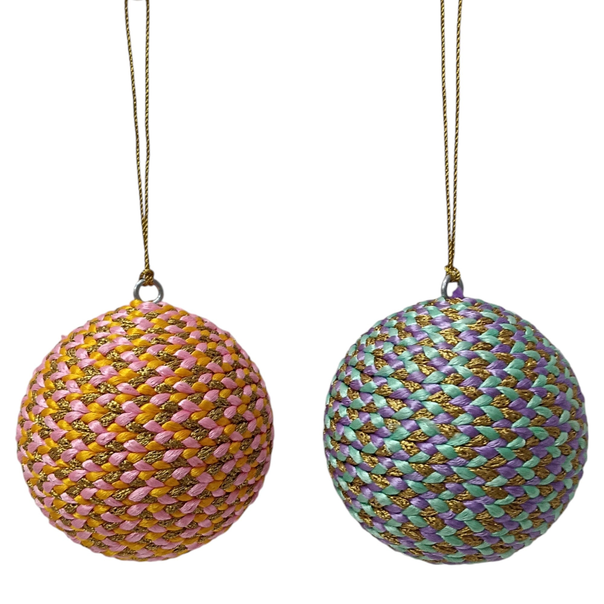 Set of 2 Crochet Balls Christmas Hangings Balls Ornaments