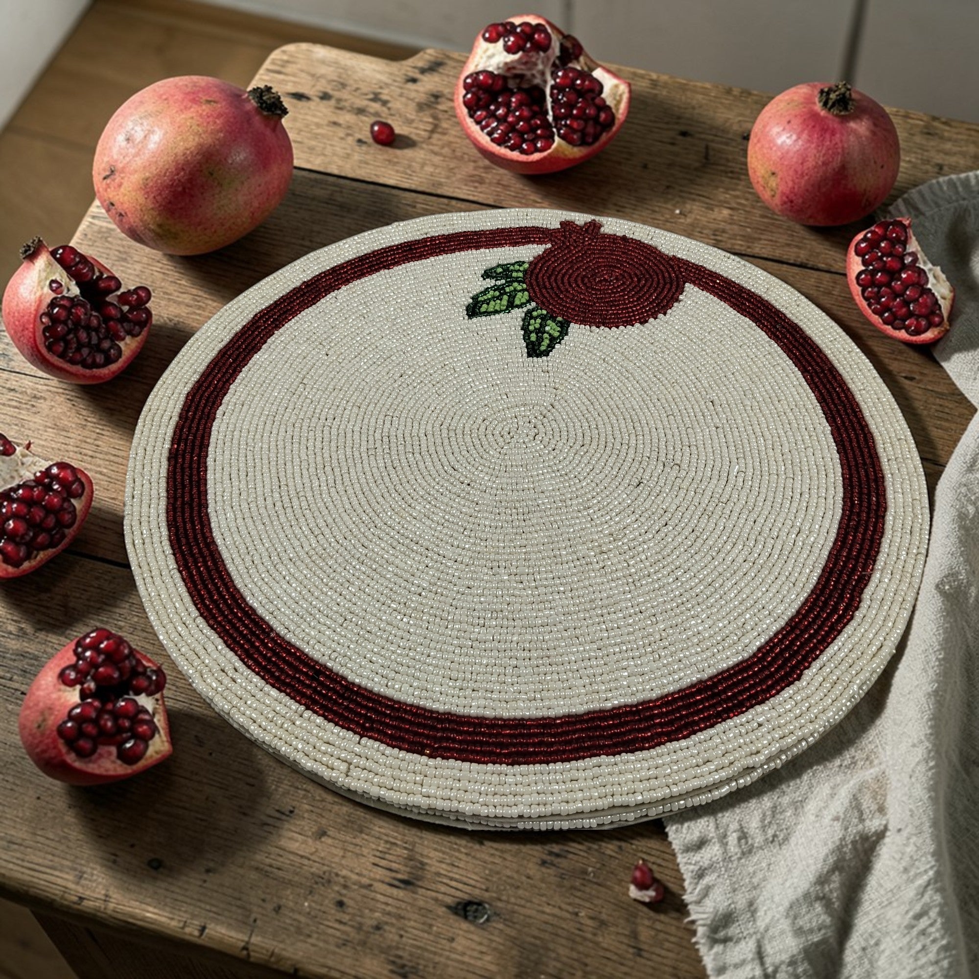 Round Beaded Placemats Set of Two