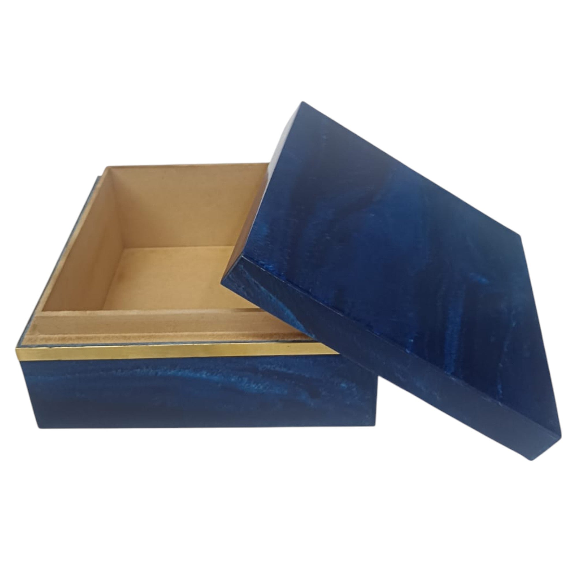 Deep Sea Blue Marbled Jewelry Box