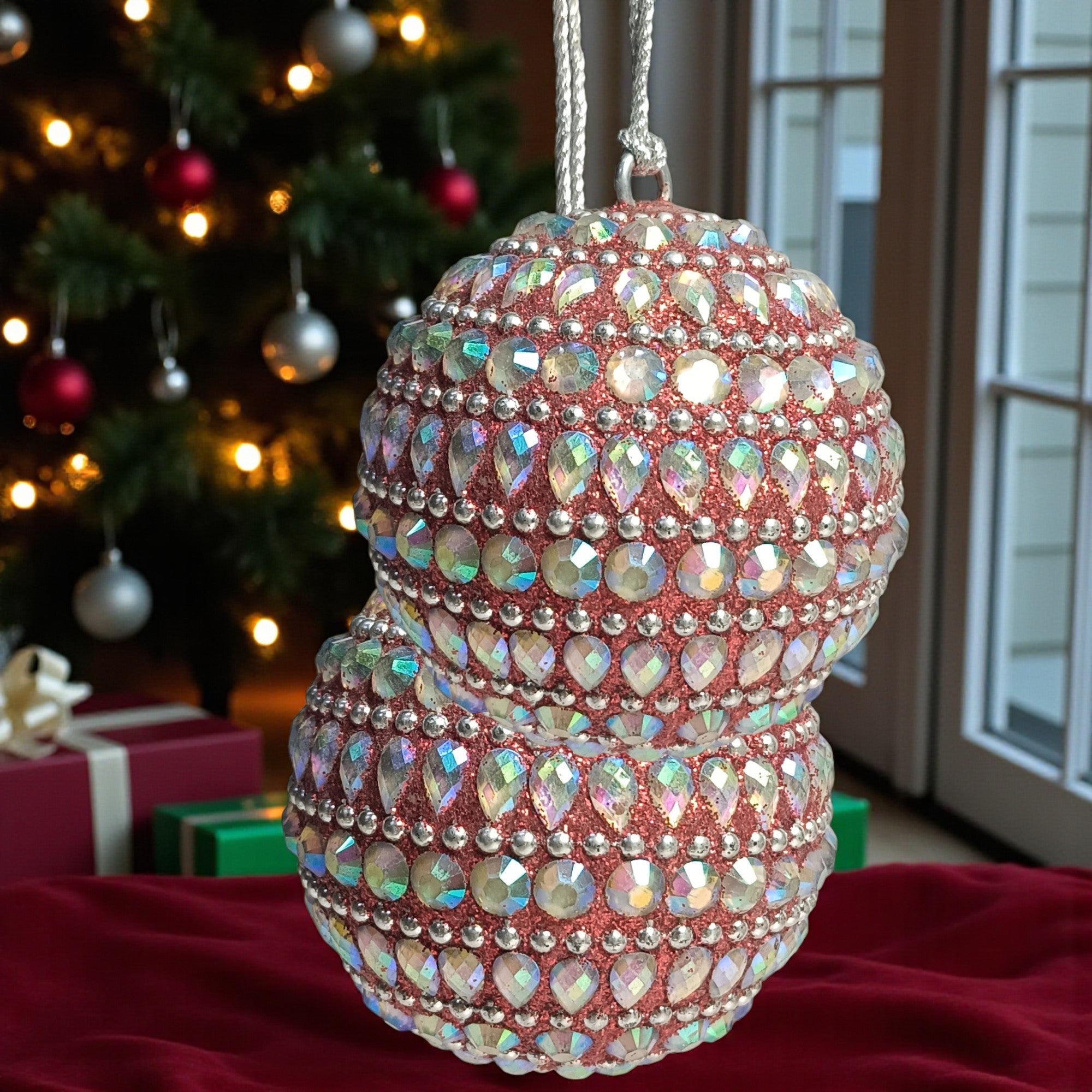  Set of 2 Beaded  Balls Christmas Hangings 