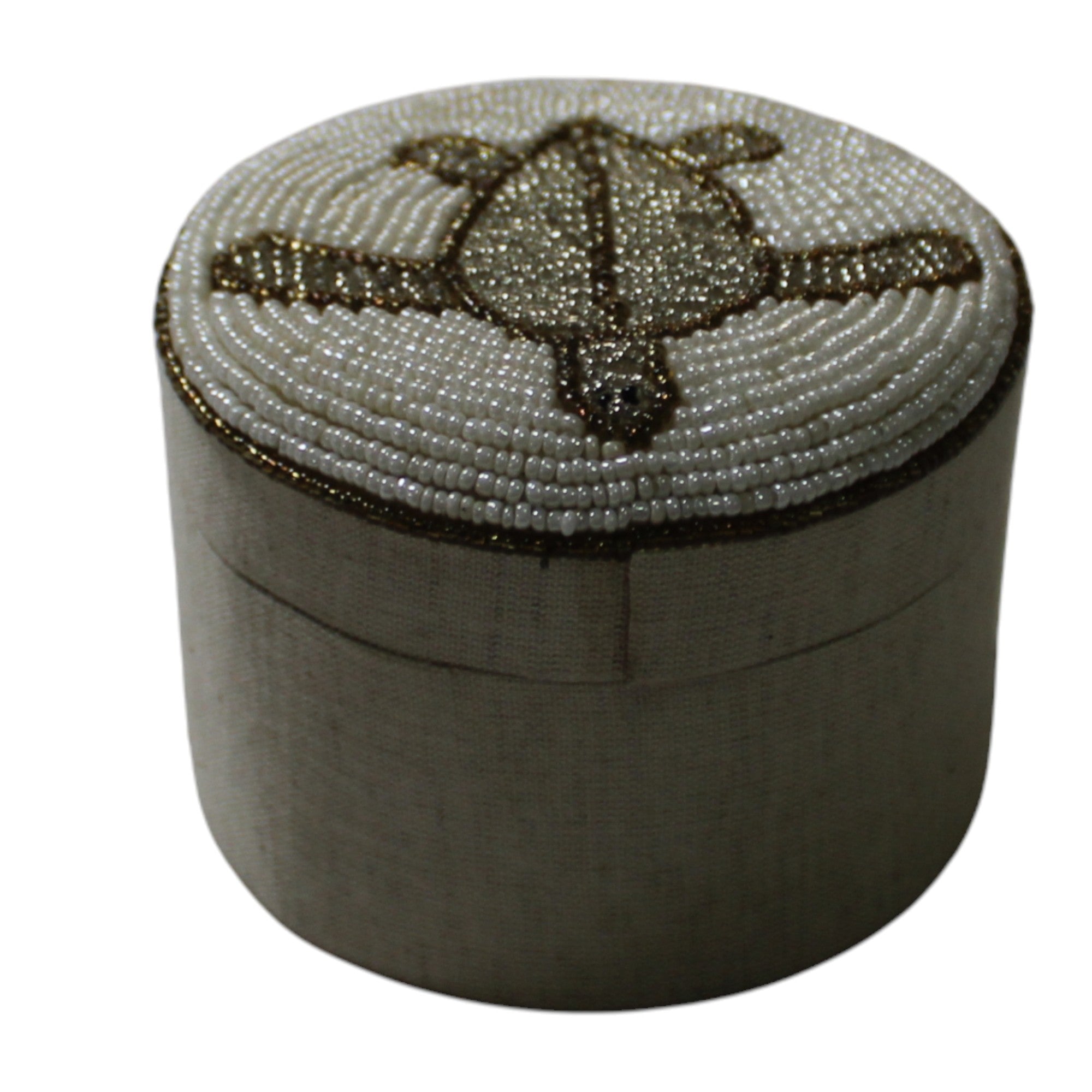 Round Beaded Sea Turtle Trinket Box