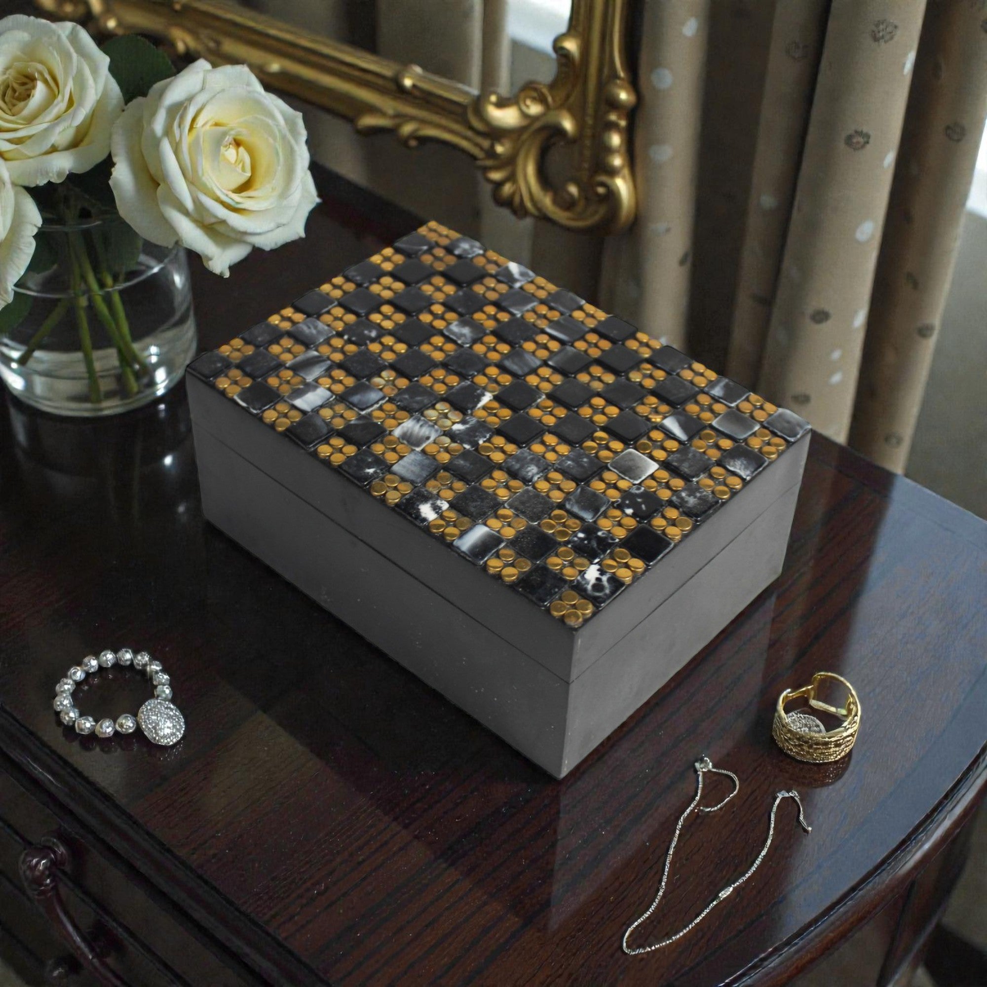 Obsidian Mosaic Jewellery Box