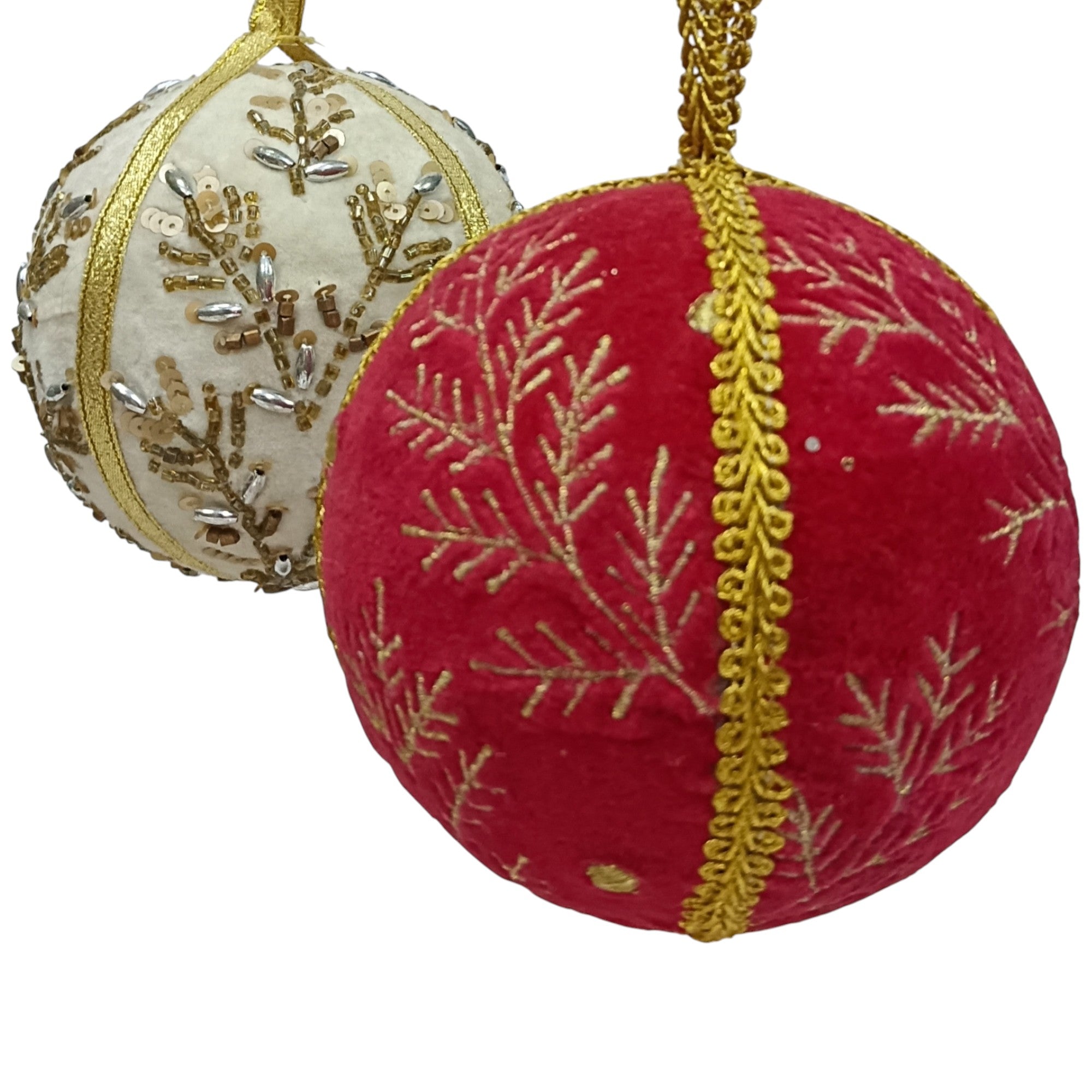 Set of 2 Embellished Balls Christmas Hangings