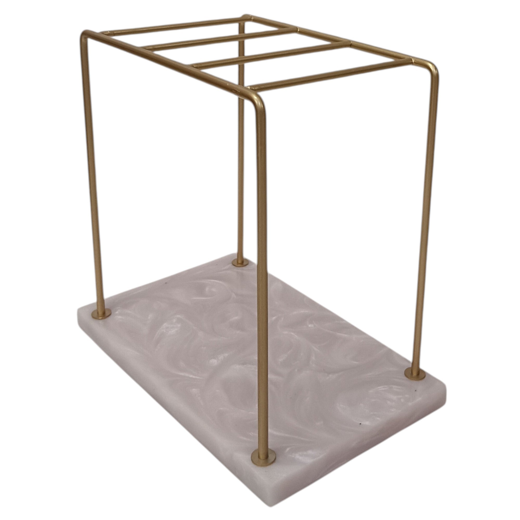 Monkey Bar Metal Gold Painted Towel Stand With Beige Resin Base