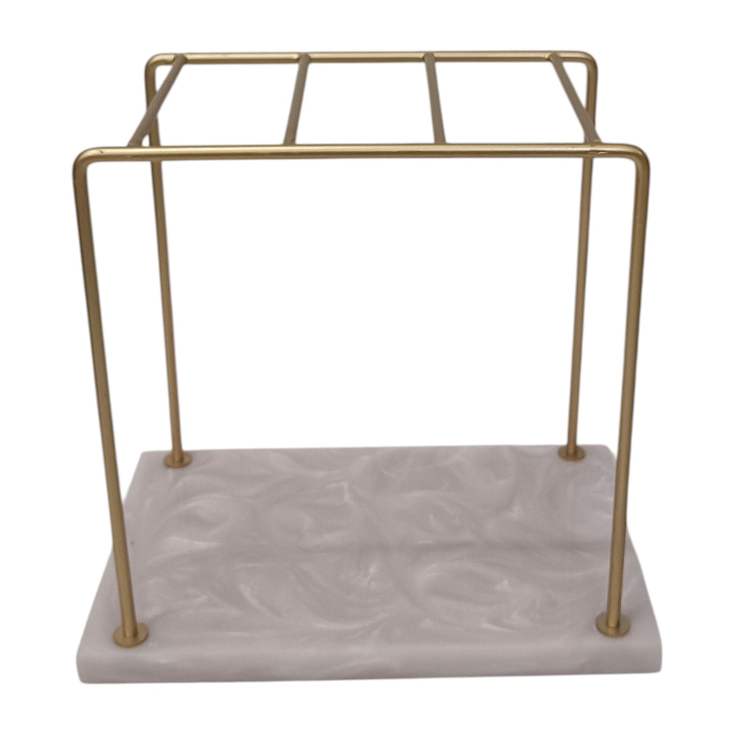 Monkey Bar Metal Gold Painted Towel Stand With Beige Resin Base