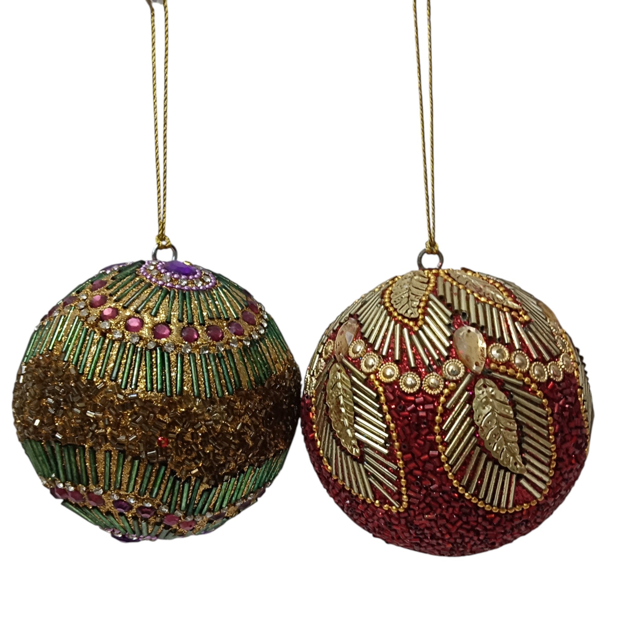 Set of 2 Embellished Balls Christmas Hangings