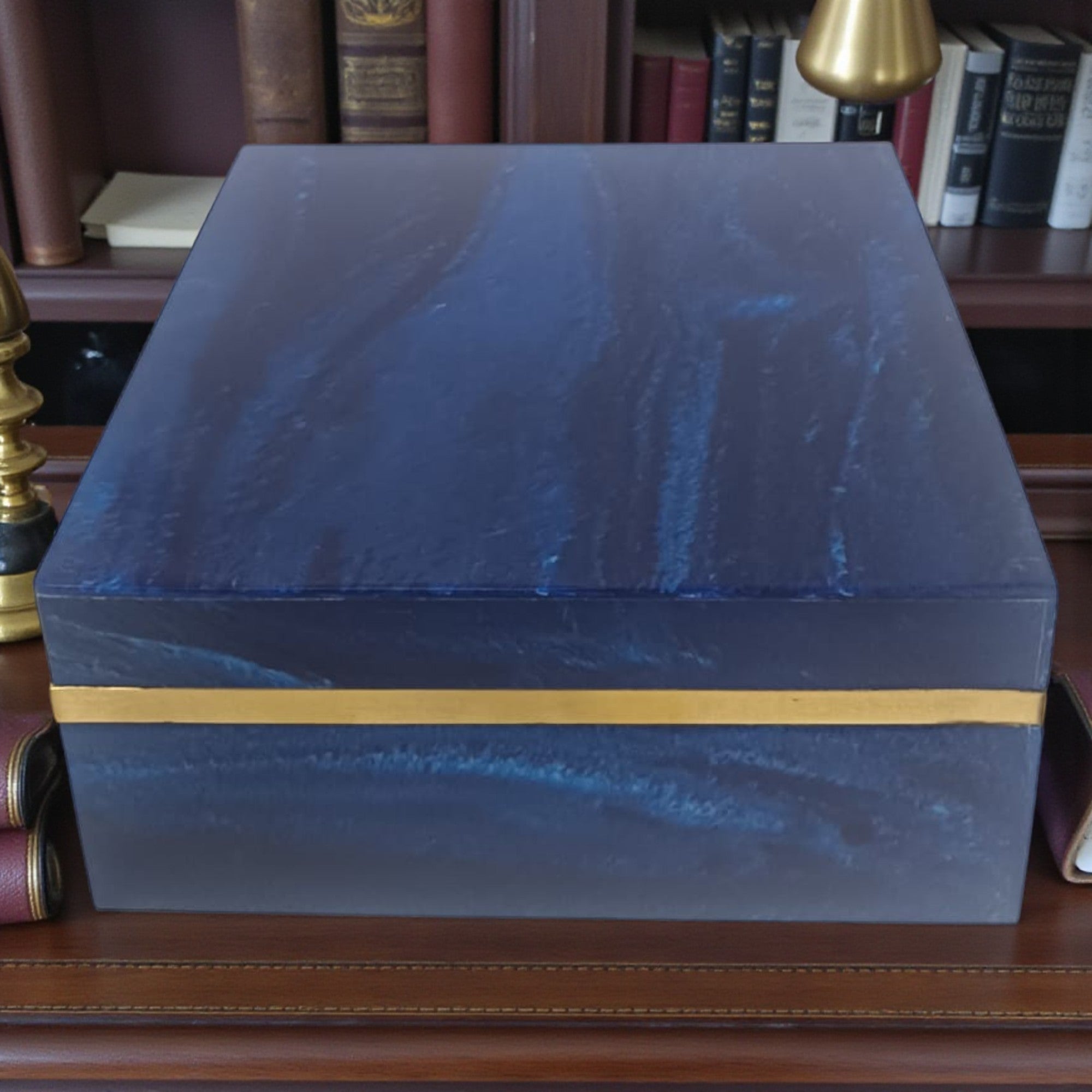 Deep Sea Blue Marbled Jewelry Box