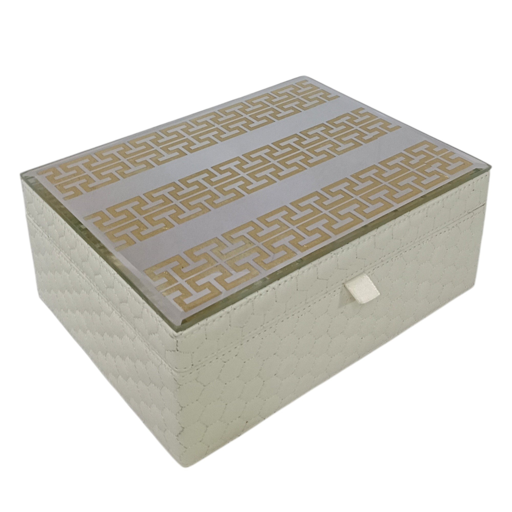 Designer Ivory High Quality PU & Gold Greek Jewelry Box