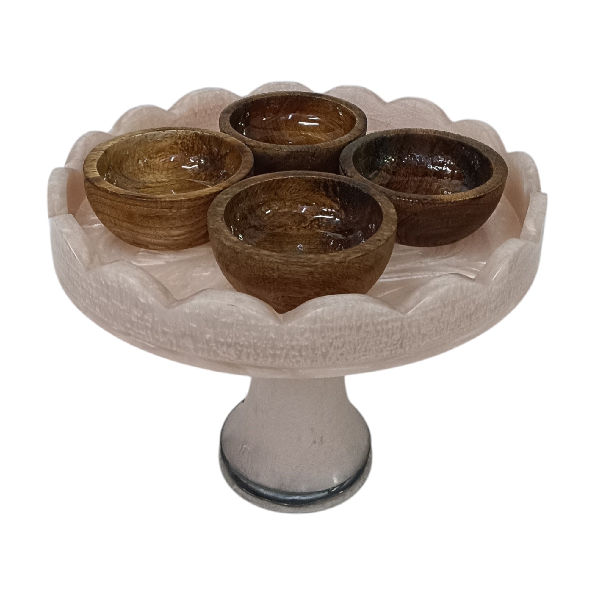Multipurpose Handcrafted Revolving Resin Tray With Wooden Bowl