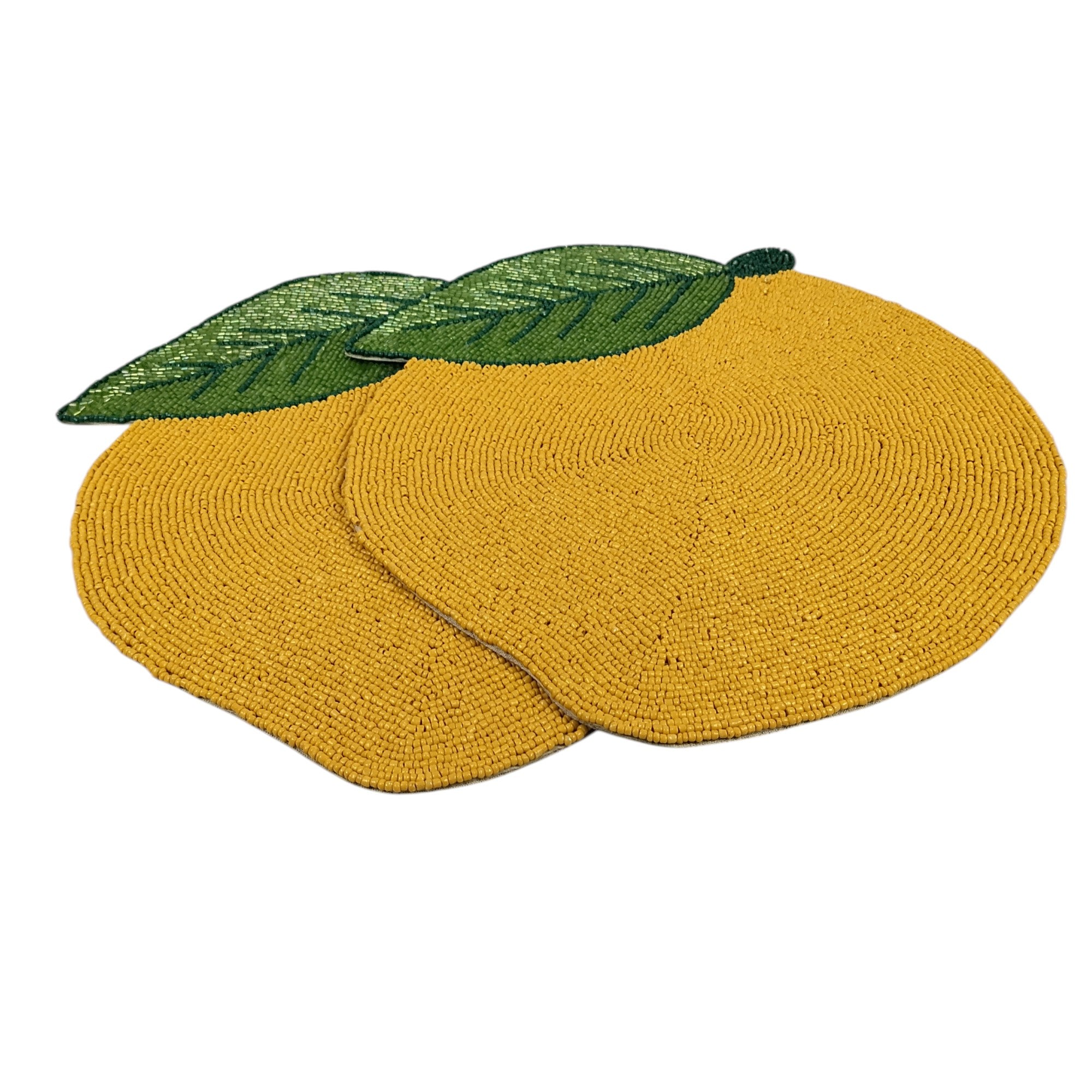  Mango Shape Beaded Placemats Set of Two 