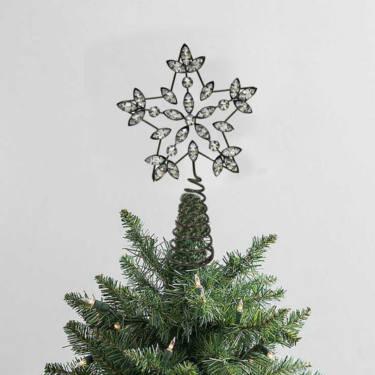 Silver Jewelled / Metal Frame Snowflake Shaped Christmas Tree Topper