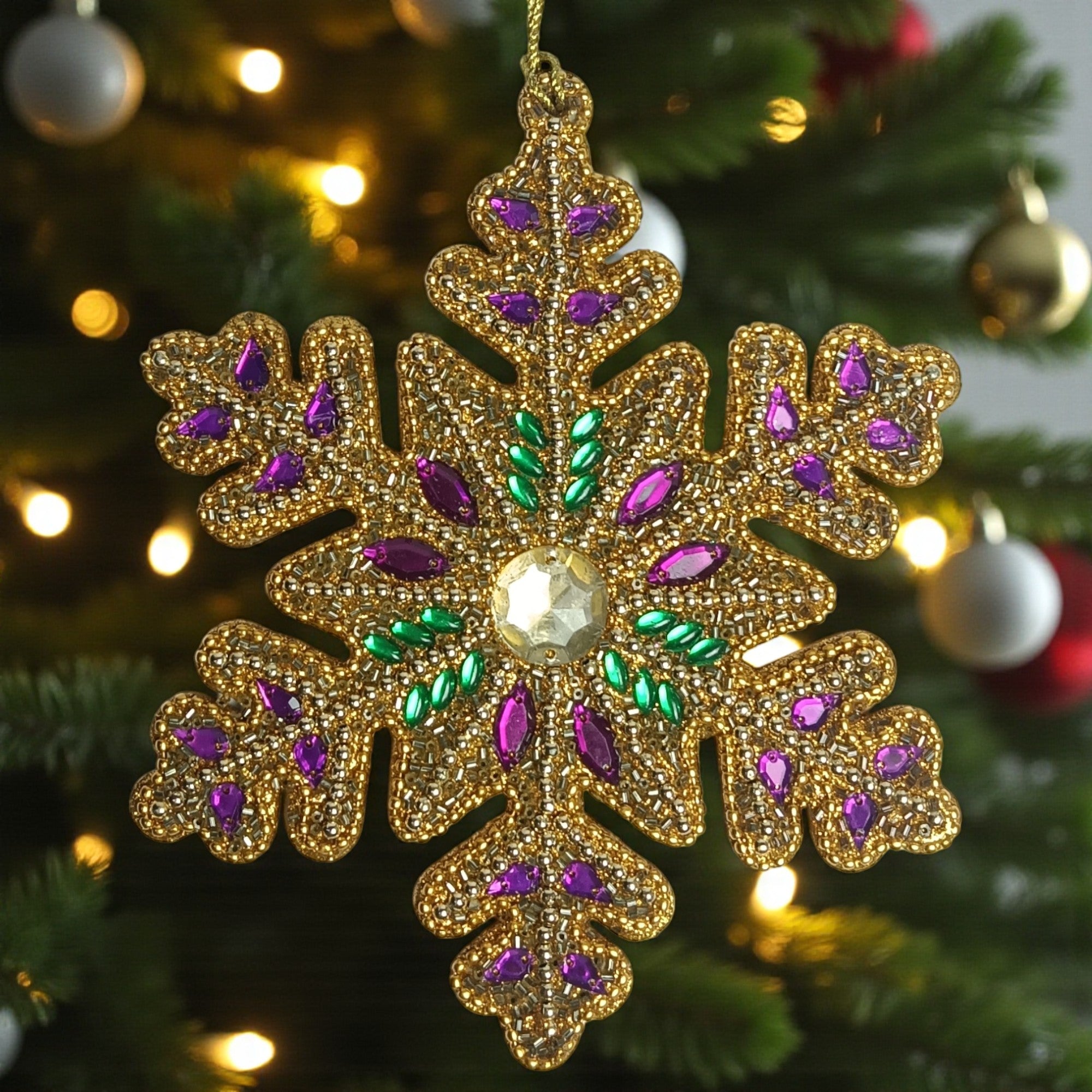  Beaded Snowflake Decorative Christmas Tree Ornament 